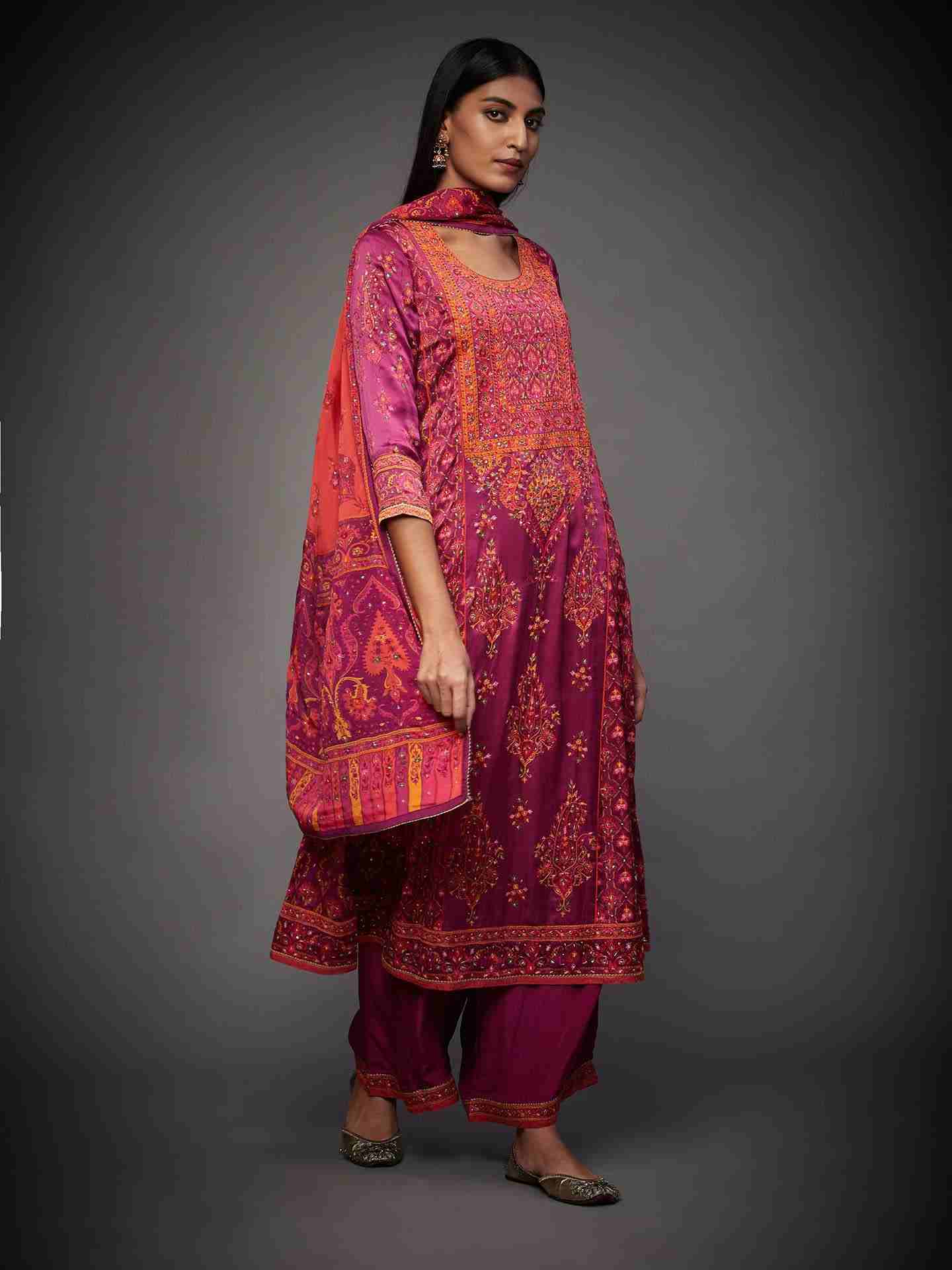 Purple & Multi Anantnag Suit Set