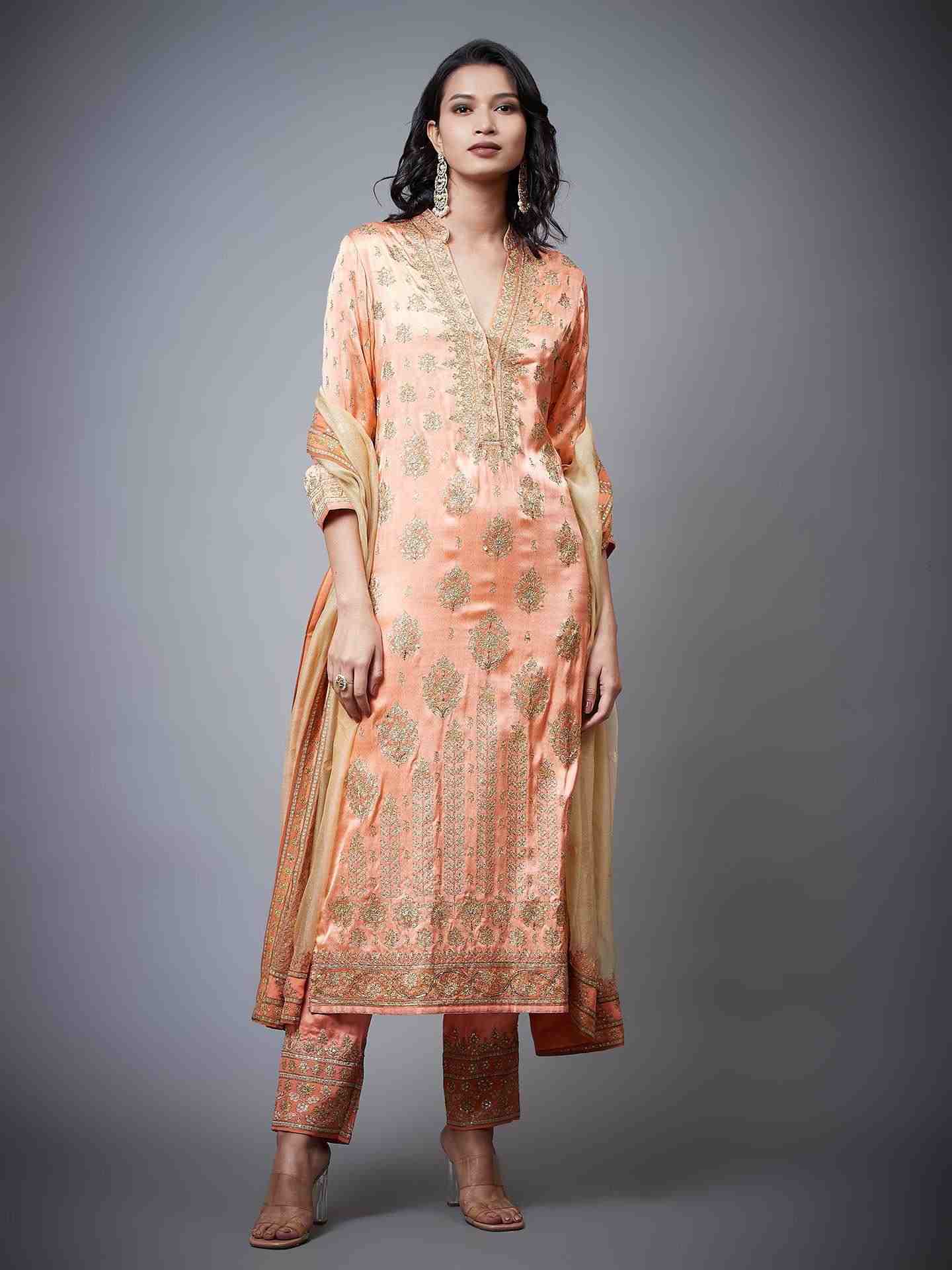 Peach & Gold Satnam Suit Set