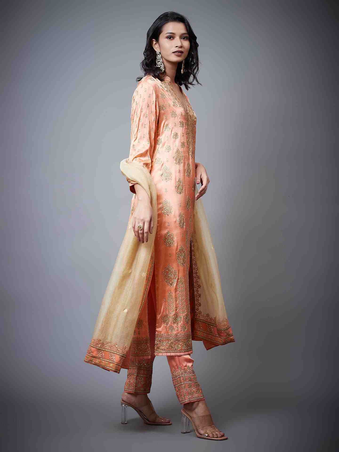 Peach & Gold Satnam Suit Set