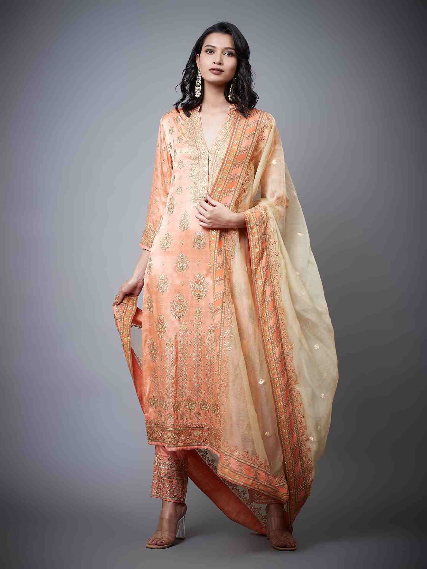 Peach & Gold Satnam Suit Set