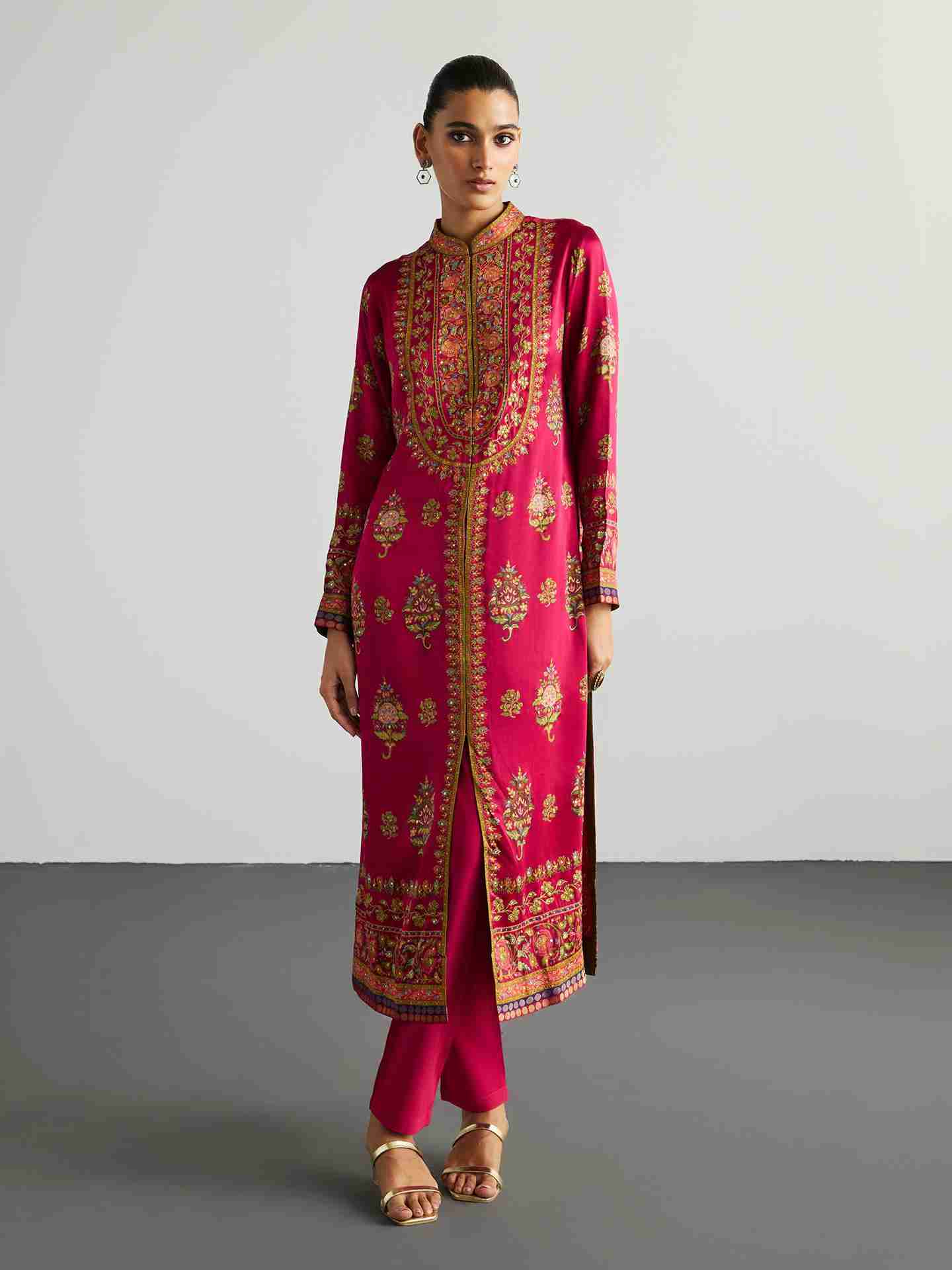 Fuschia & Olive Pushpavan Suit Set