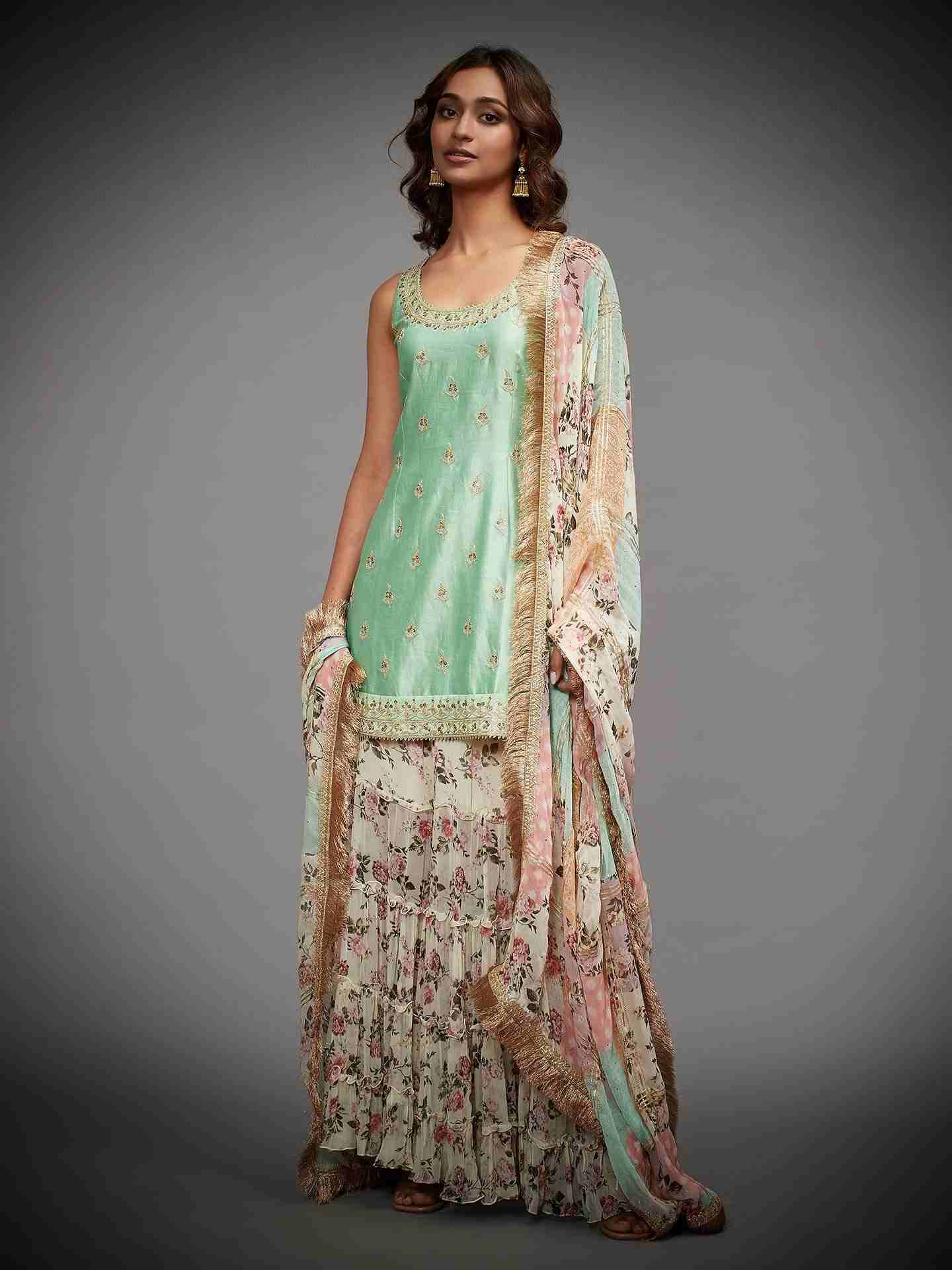 Mint & Multi Jamuna Suit Set