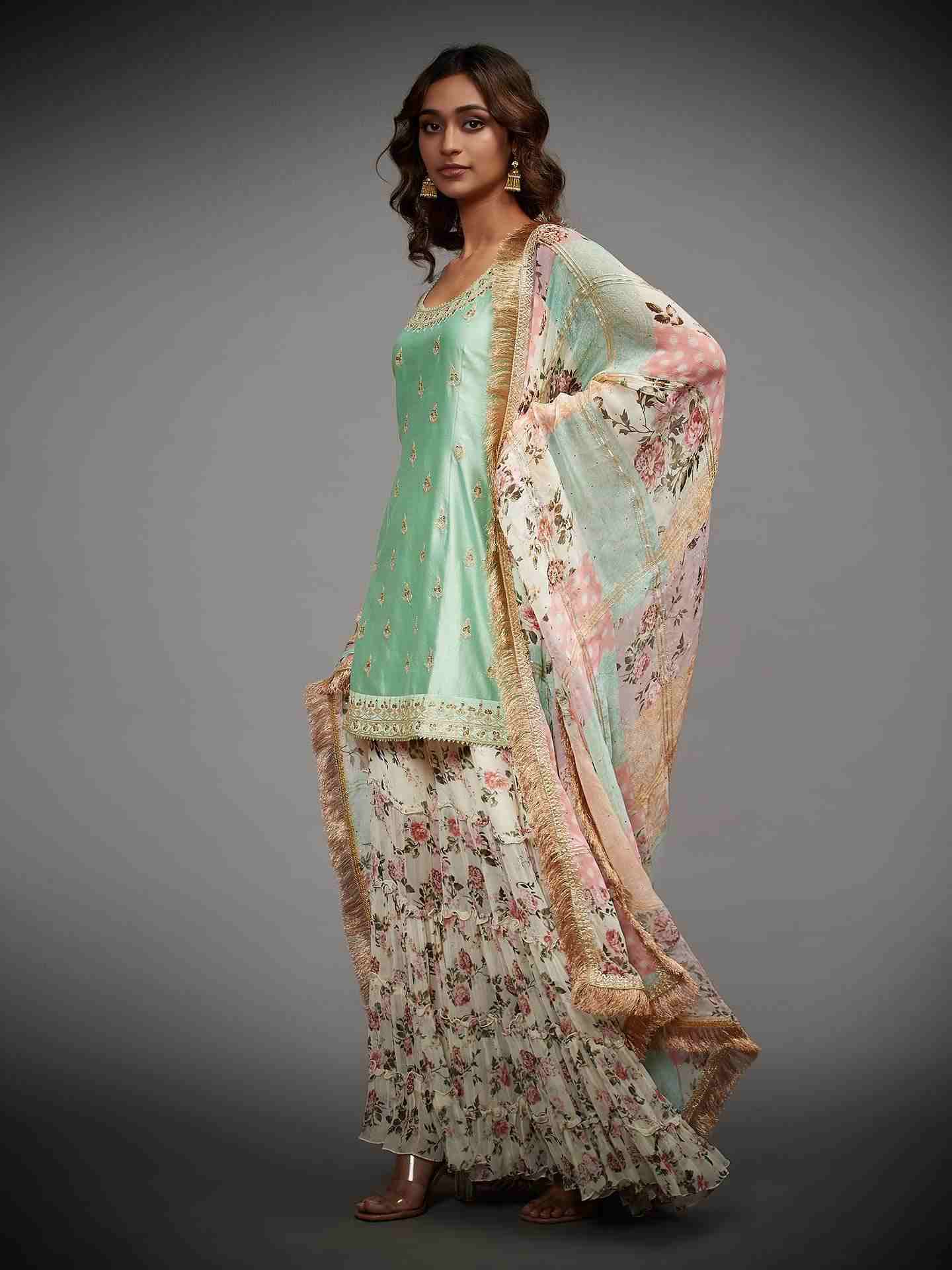 Mint & Multi Jamuna Suit Set