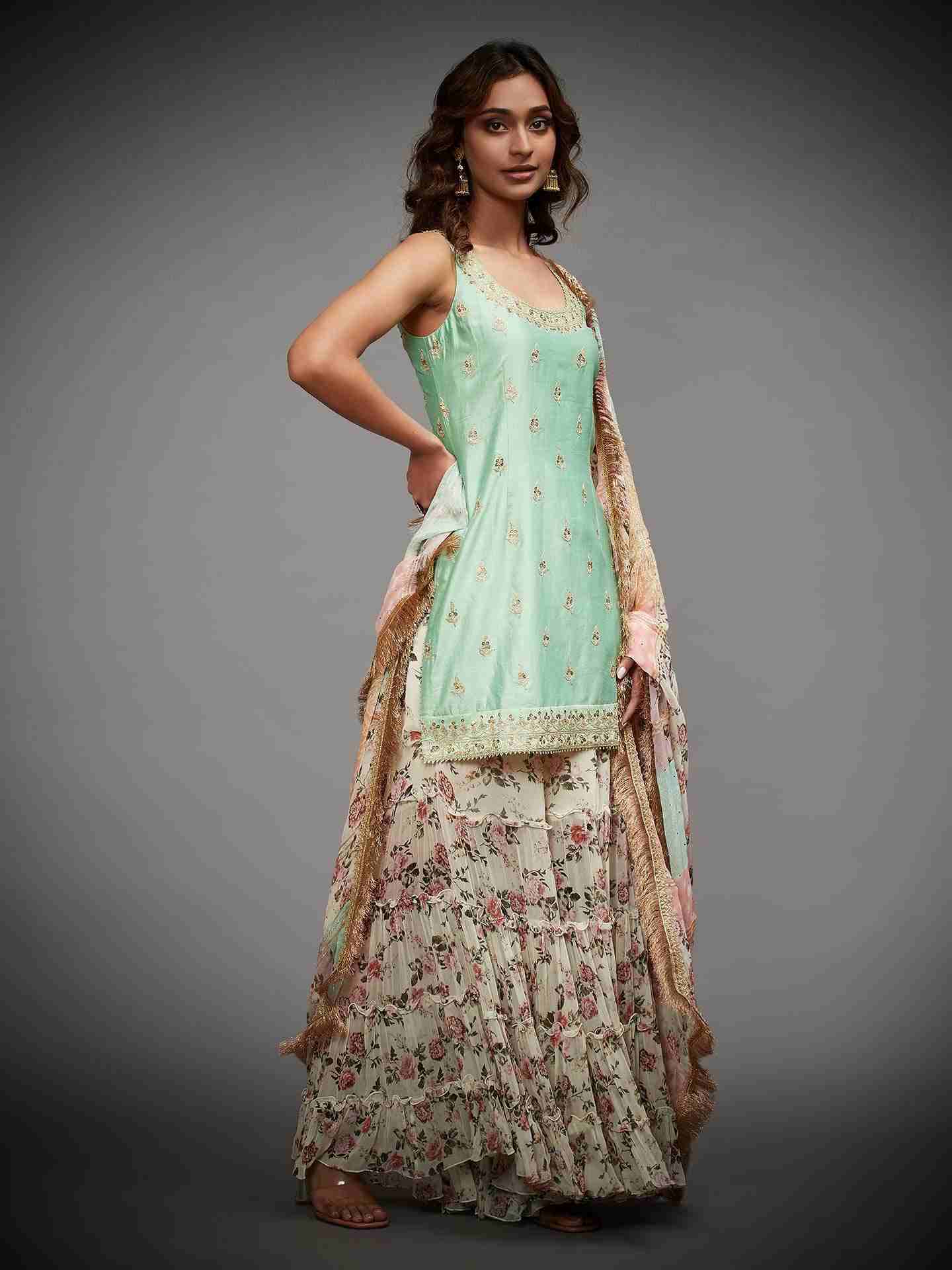 Mint & Multi Jamuna Suit Set