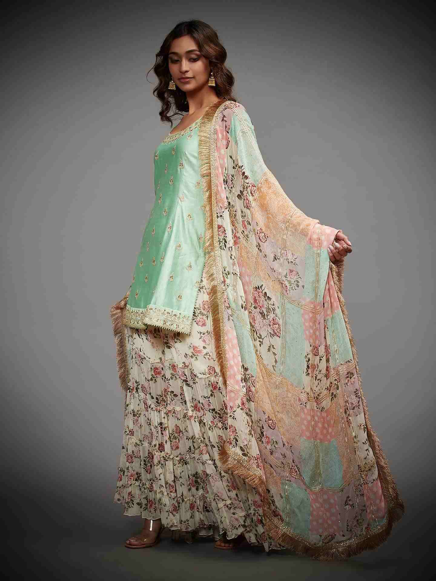 Mint & Multi Jamuna Suit Set