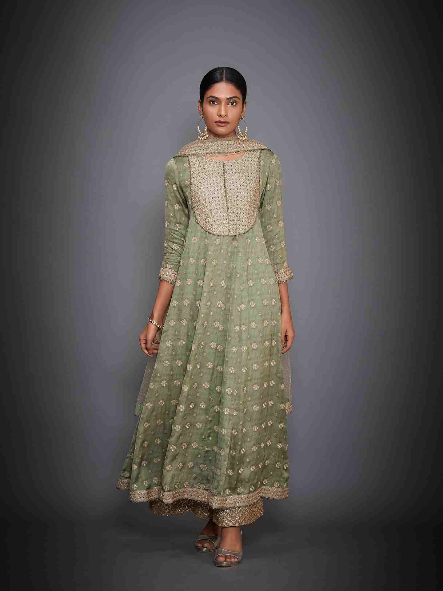 Khaki & Beige Paridhi Parampara Anarkali Suit