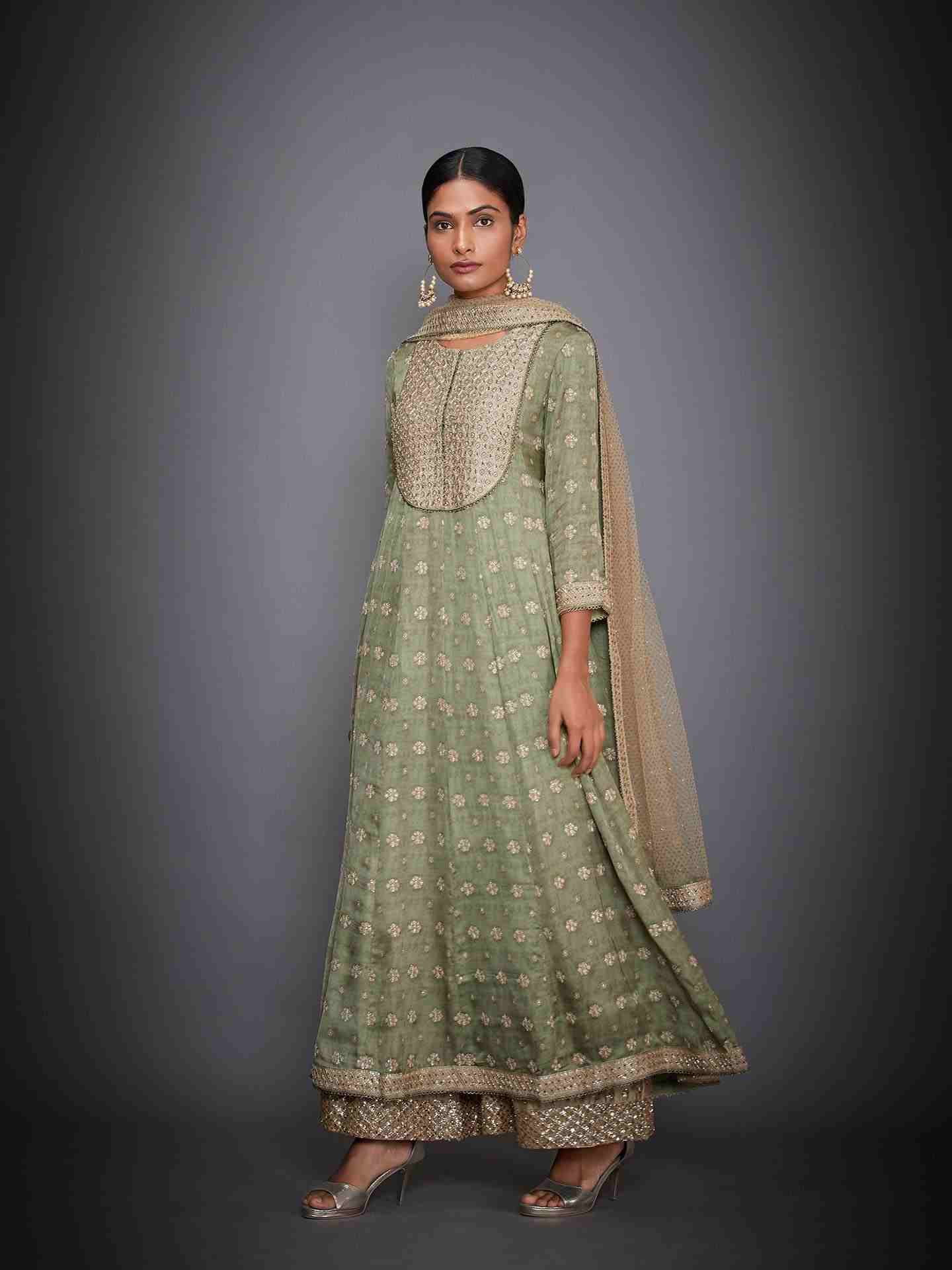 Khaki & Beige Paridhi Parampara Anarkali Suit