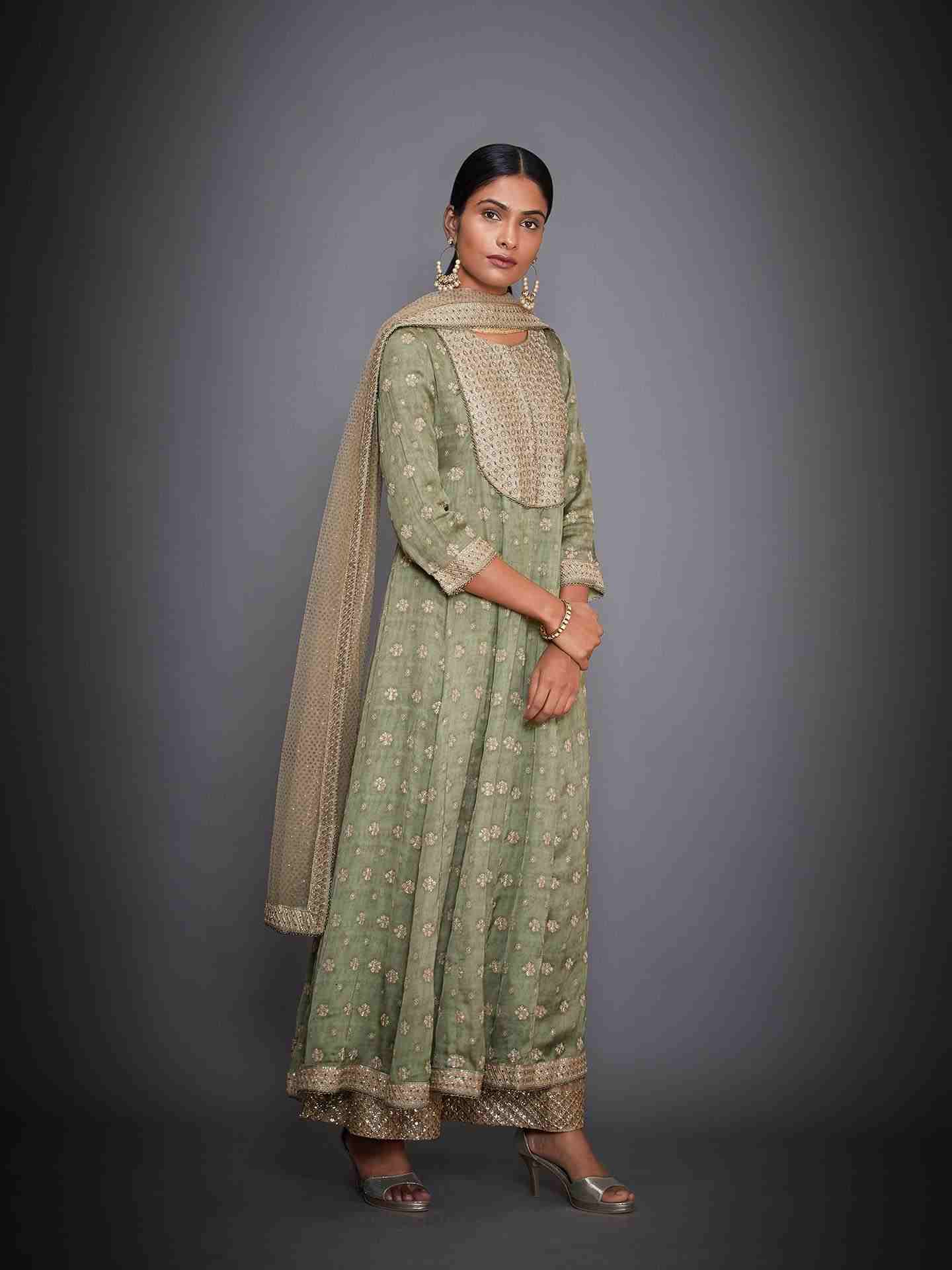 Khaki & Beige Paridhi Parampara Anarkali Suit