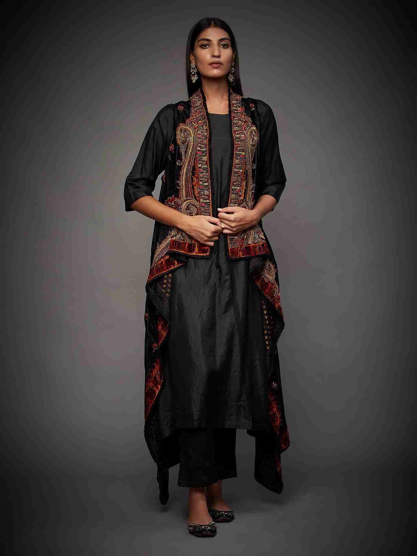 Burgundy & Multi Harvana Suit Set