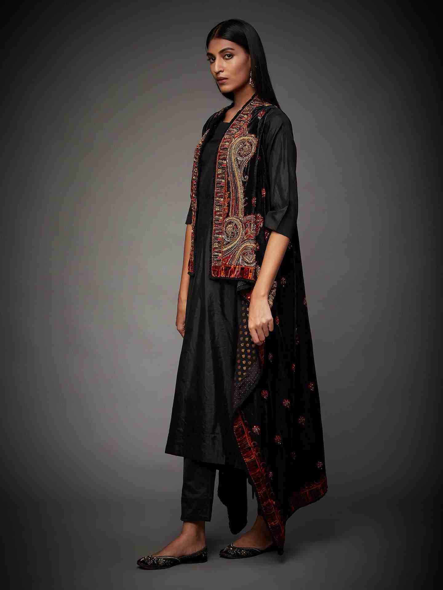Burgundy & Multi Harvana Suit Set
