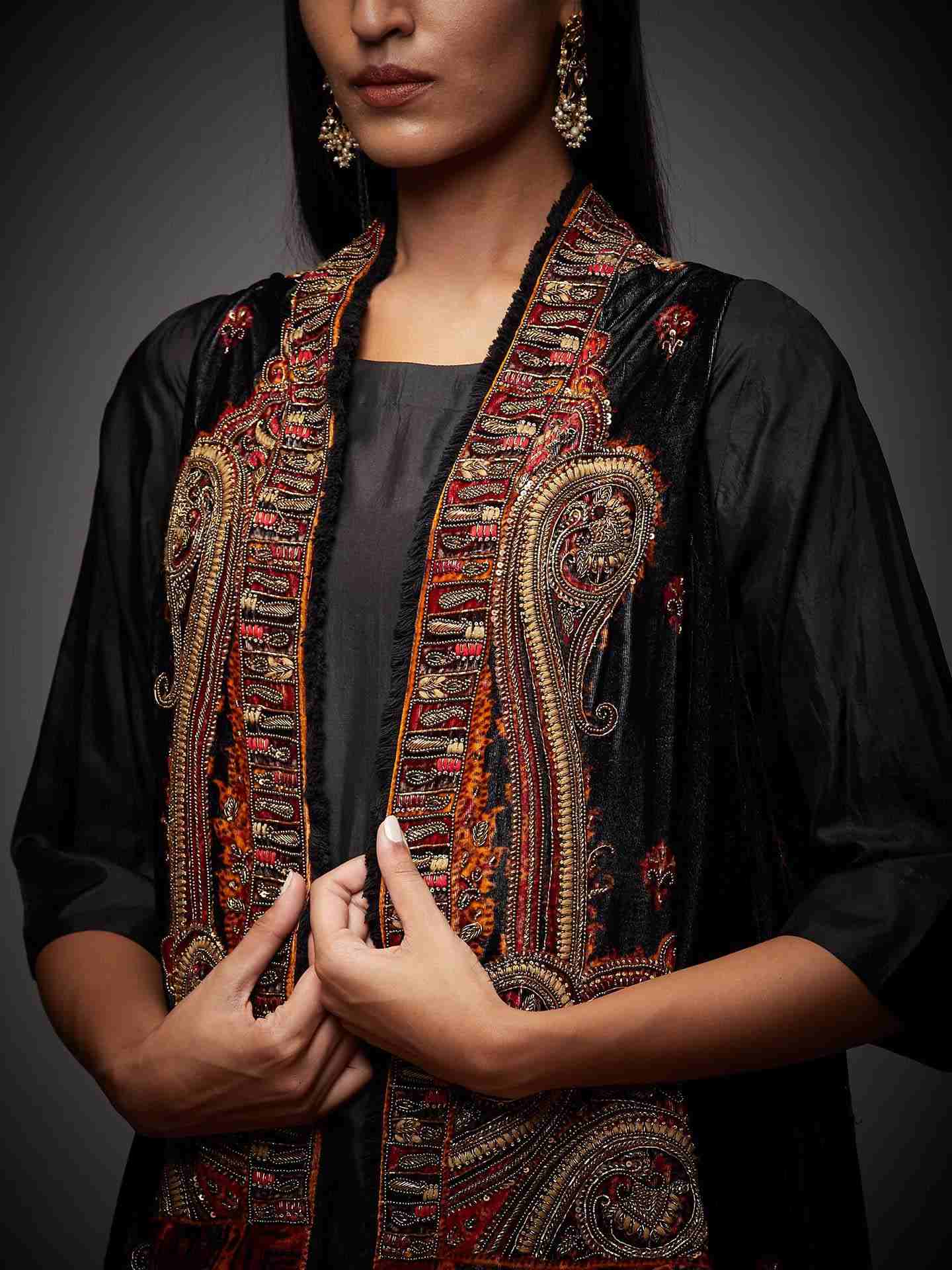 Burgundy & Multi Harvana Suit Set