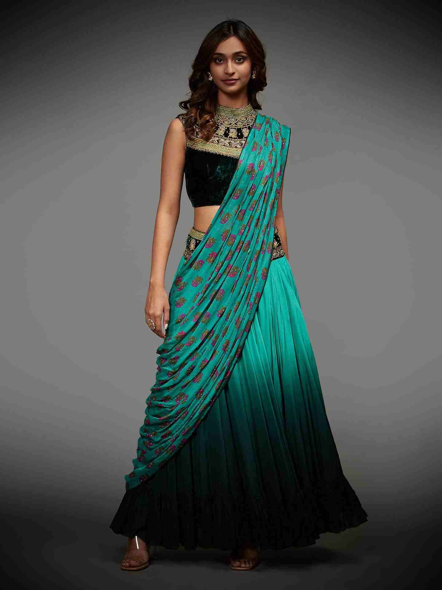 Bottle Green & Jade Green Ketki Lehenga Set