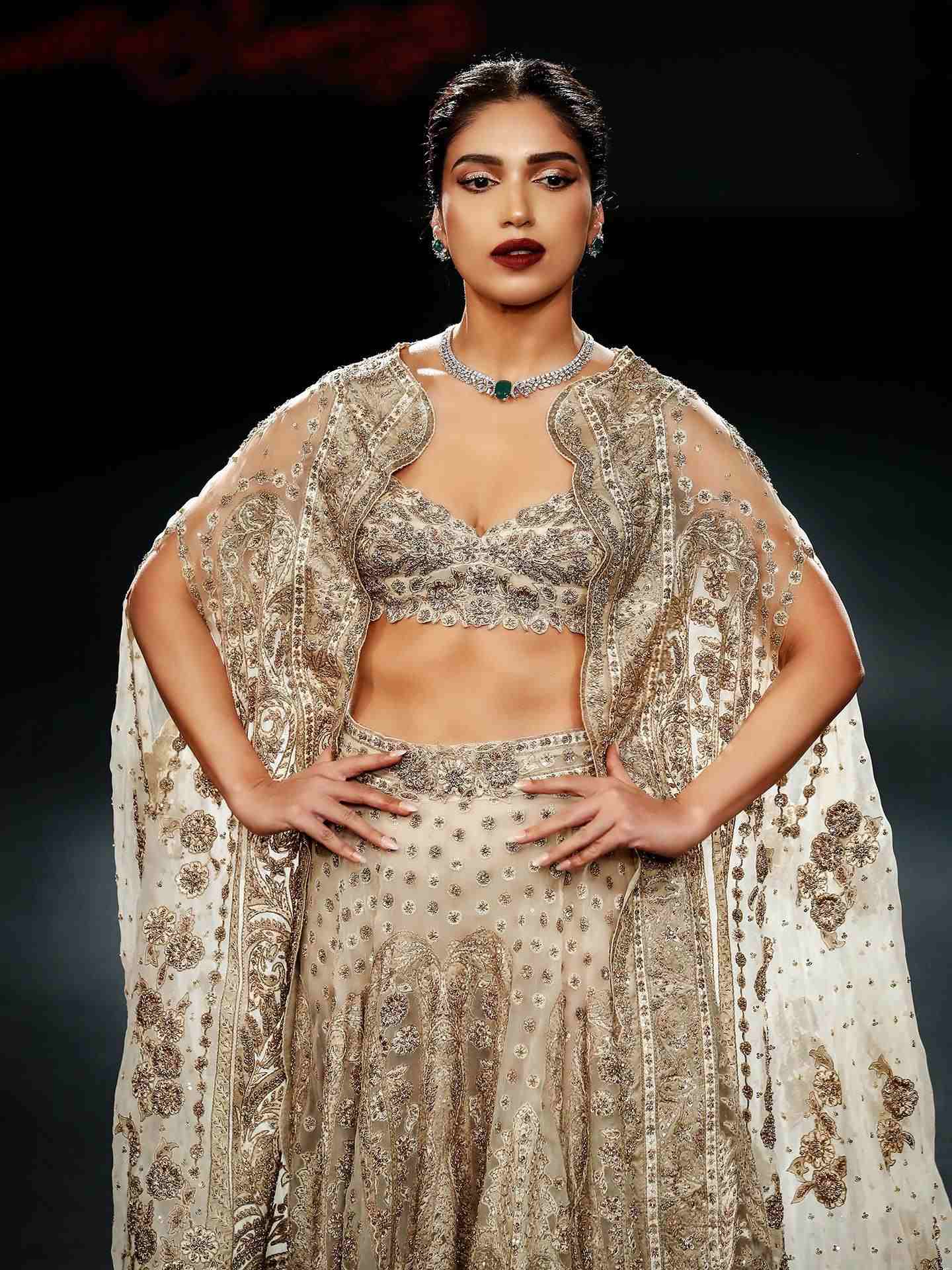 Beige Mehroz Lehenga Set