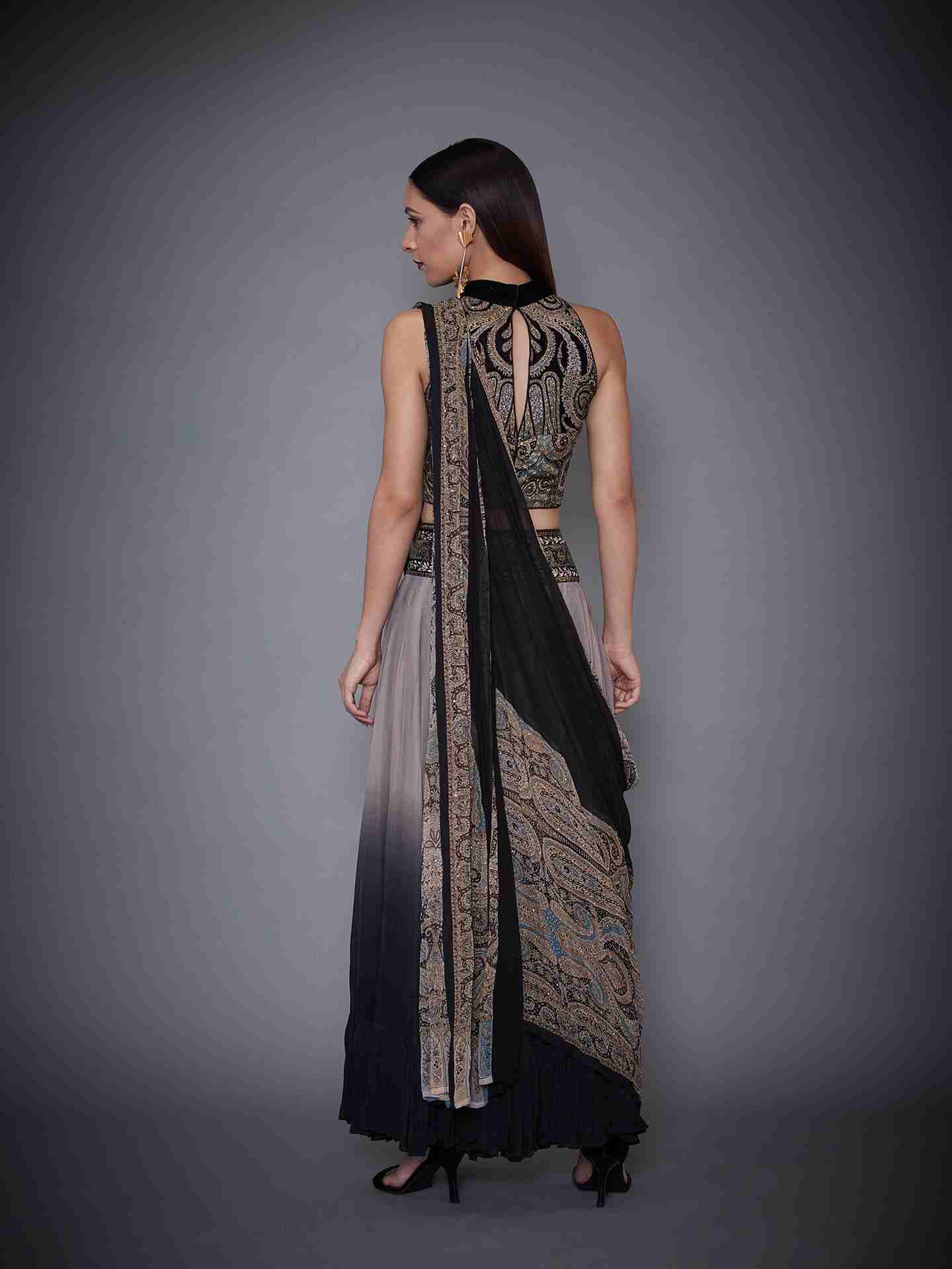 Grey & Black Atima Lehenga Set
