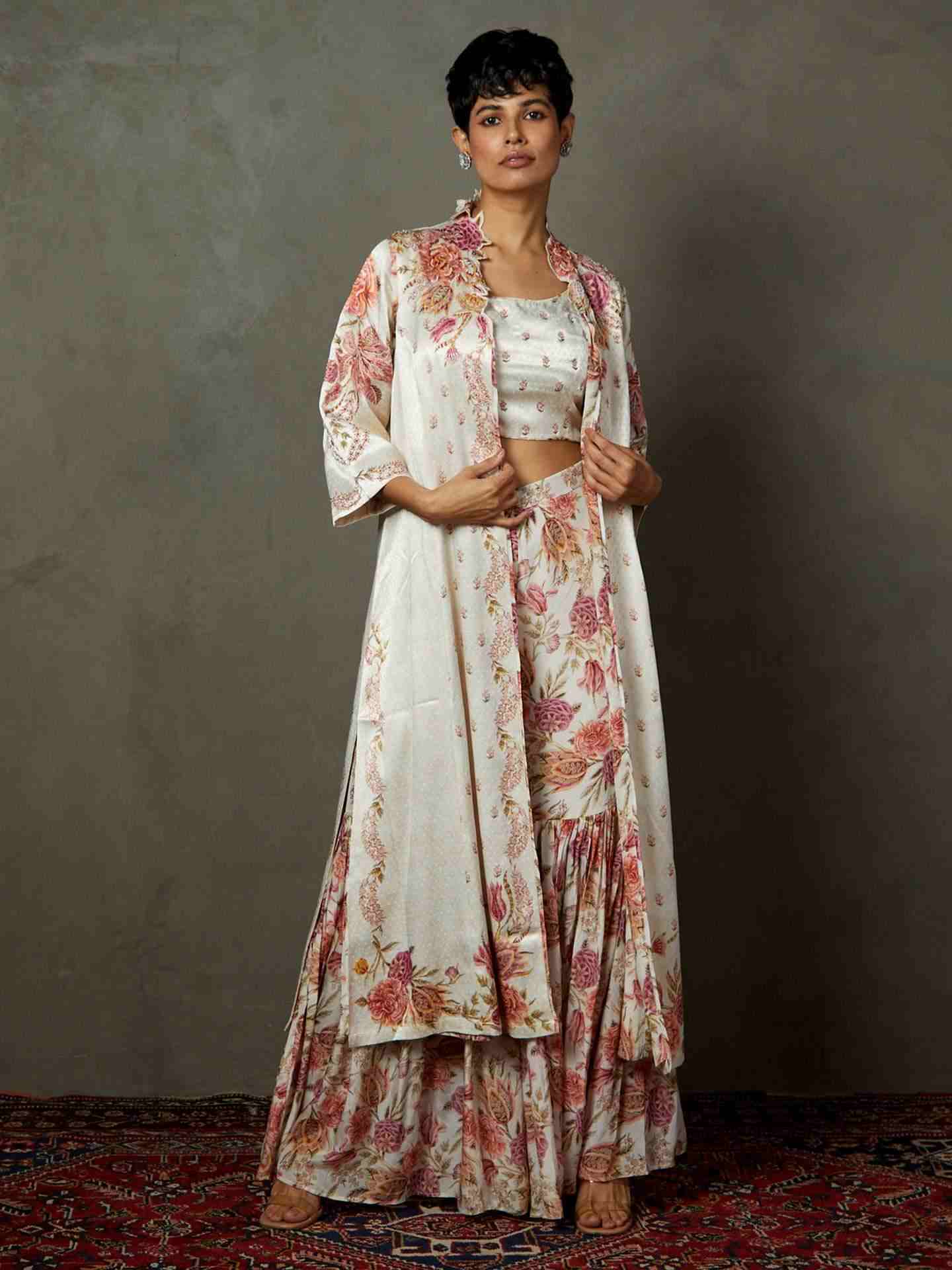 Off White & Multi Dahlia Ensemble