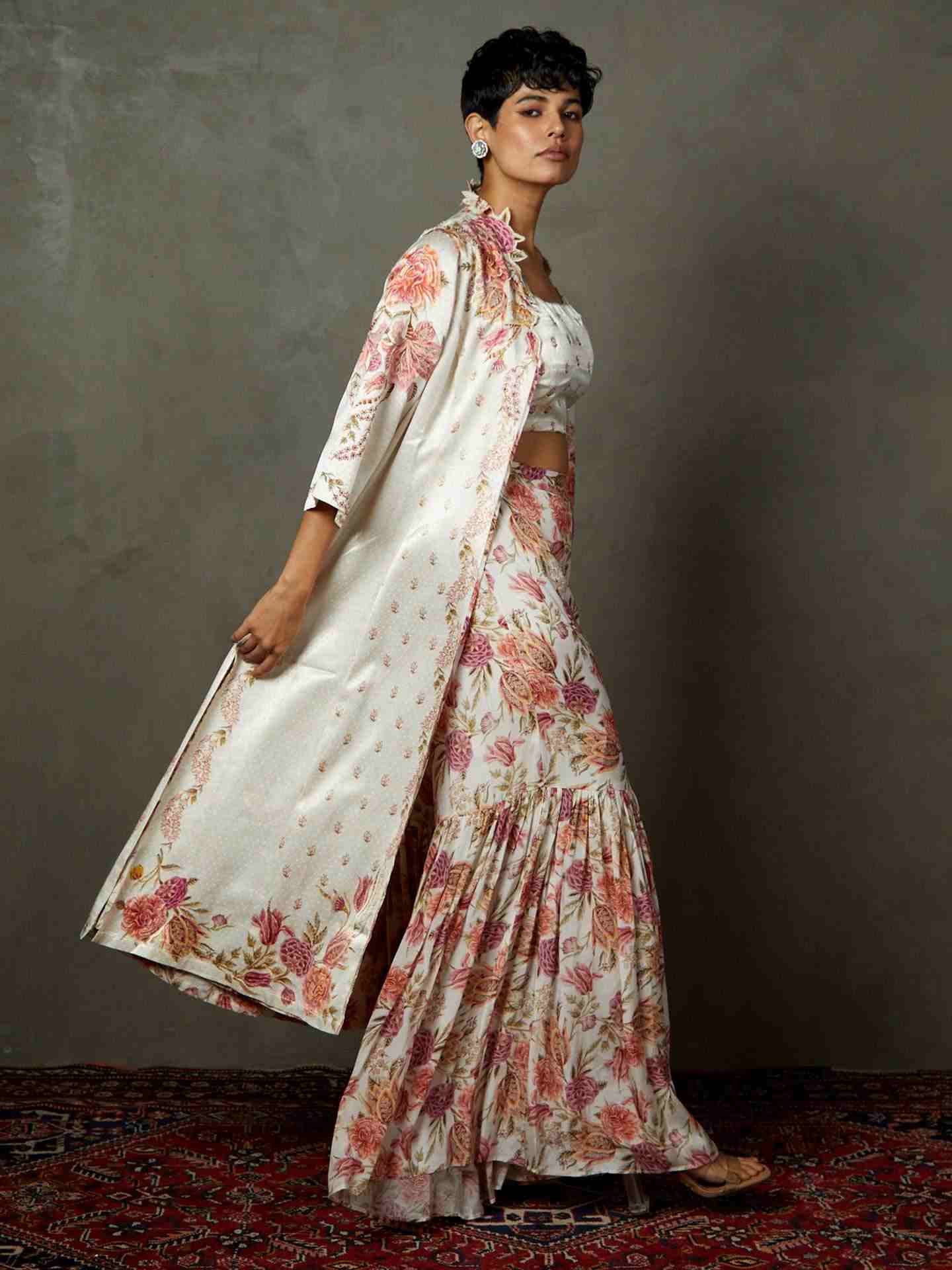 Off White & Multi Dahlia Ensemble