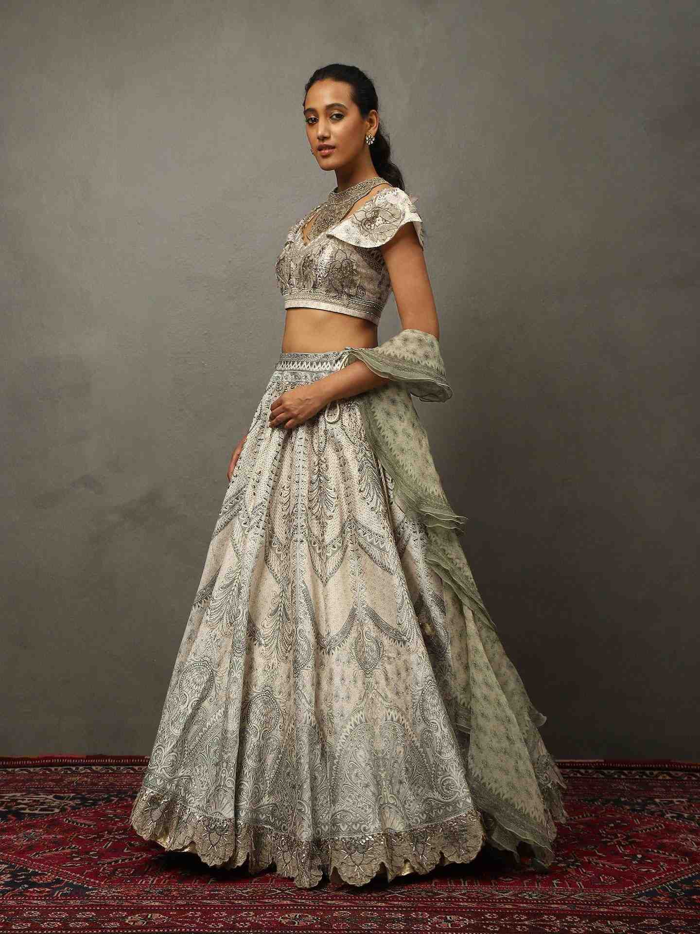 Grey & Off White Vedam Lehenga Set