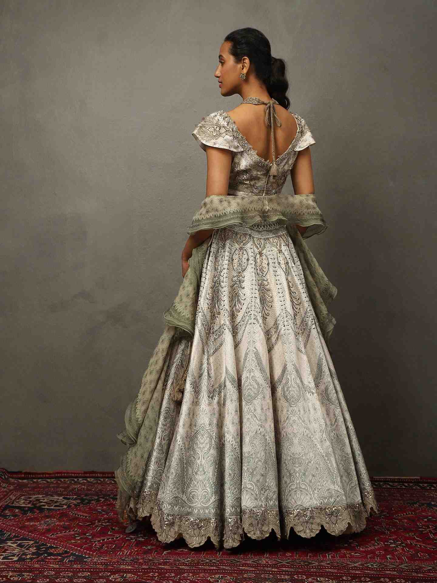 Grey & Off White Vedam Lehenga Set