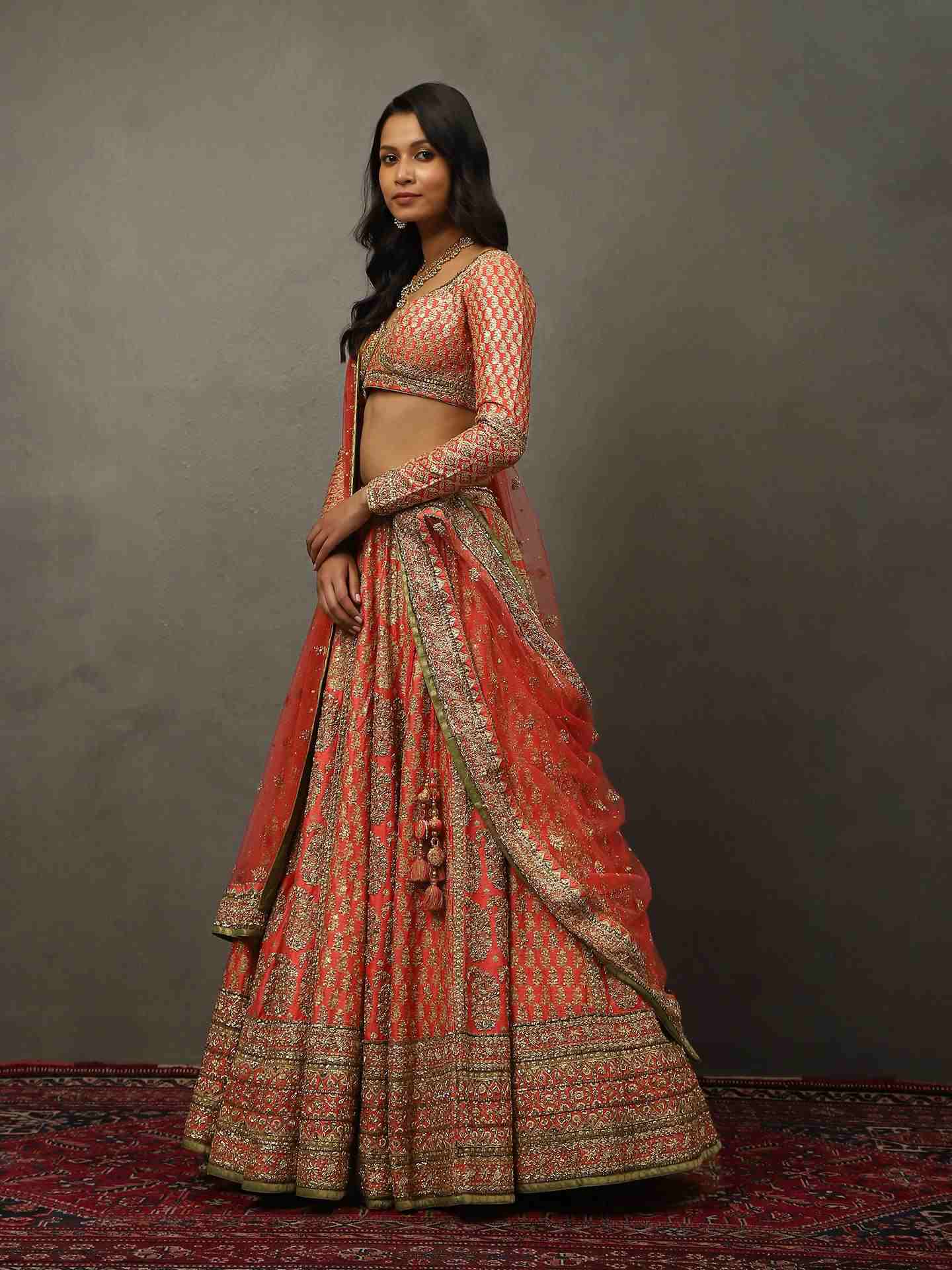 Coral Pink Keya Lehenga Set