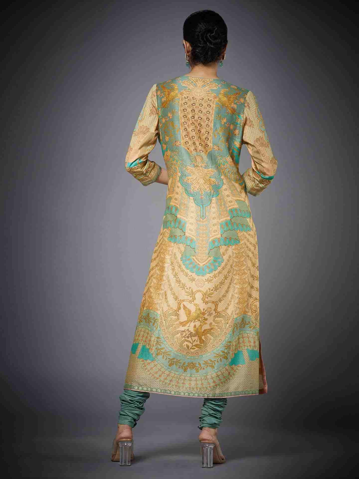 Beige & Khaki Chisti Suit Set