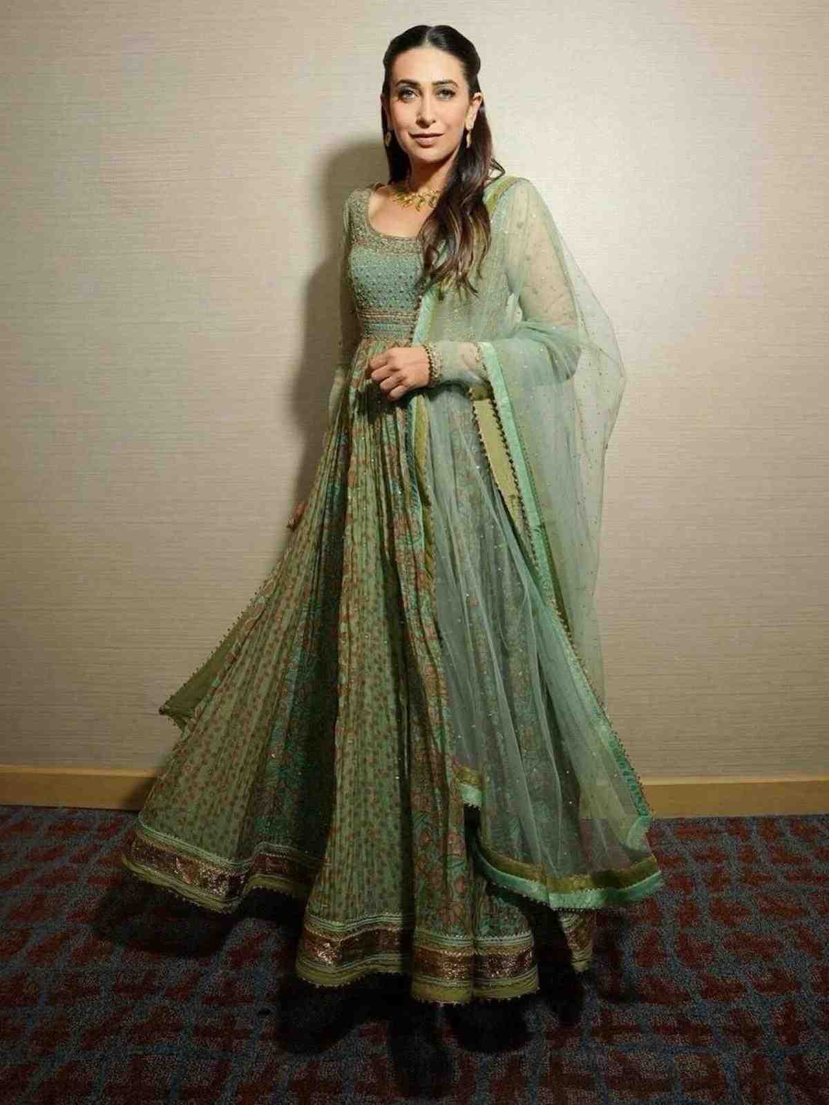 Spruce Green & Multi Roshafi Anarkali Suit