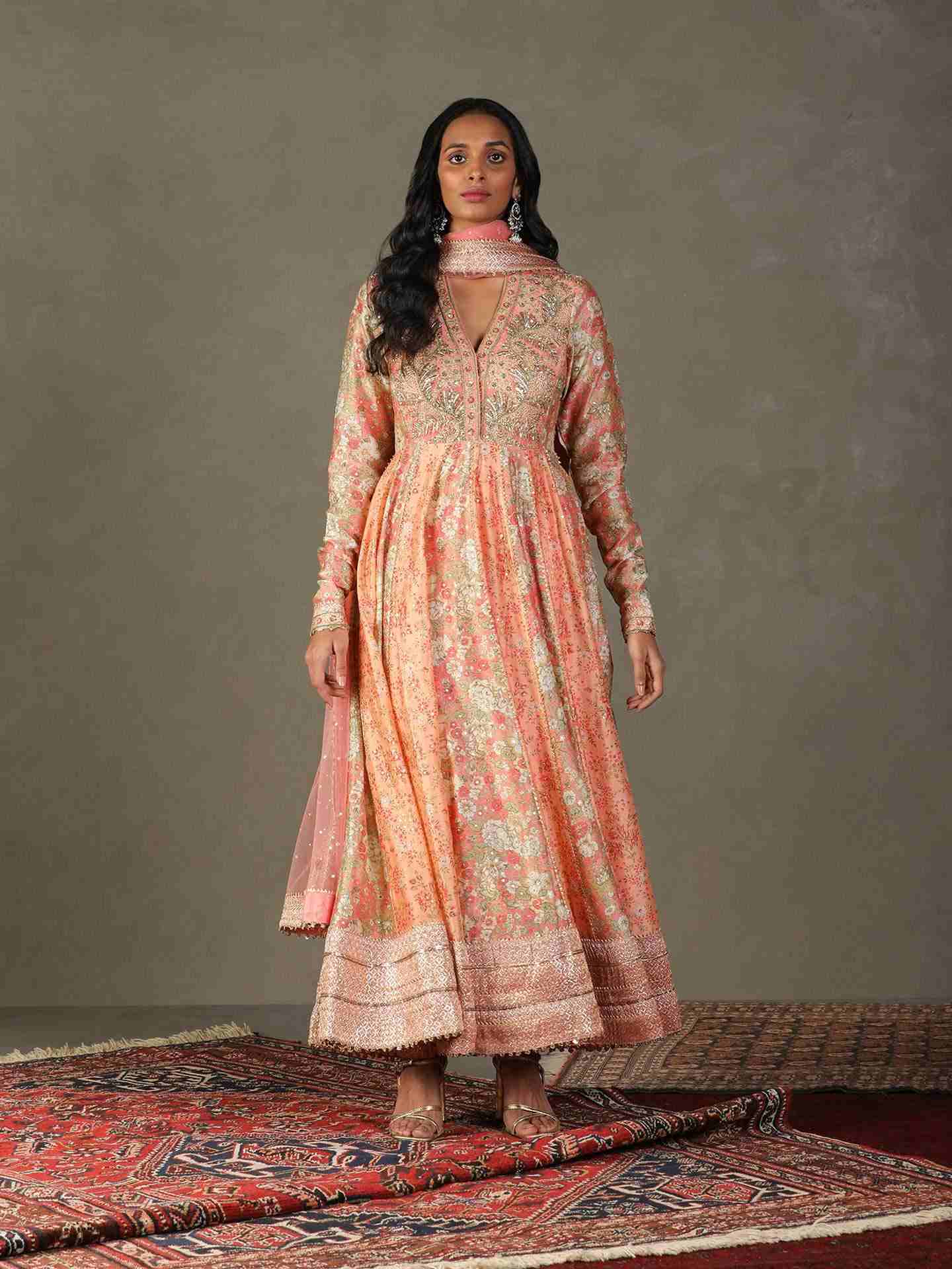 Pink & Green Camilee Anarkali Suit
