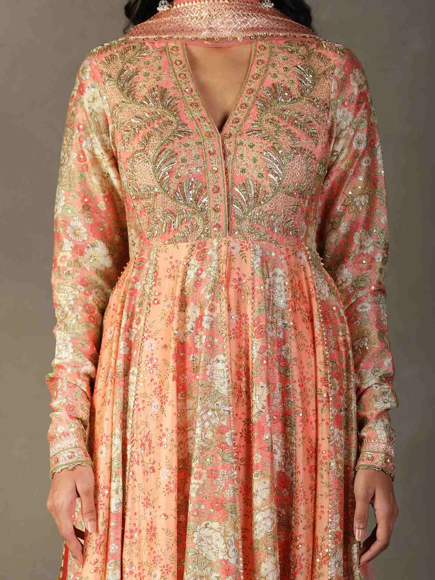 Pink & Green Camilee Anarkali Suit