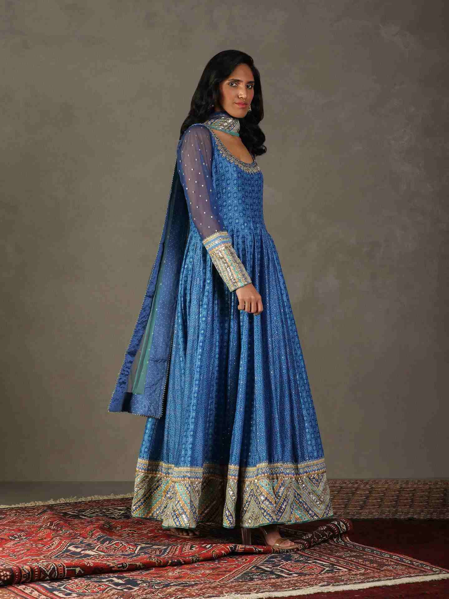 Quartz Blue Bindiya Anarkali Suit