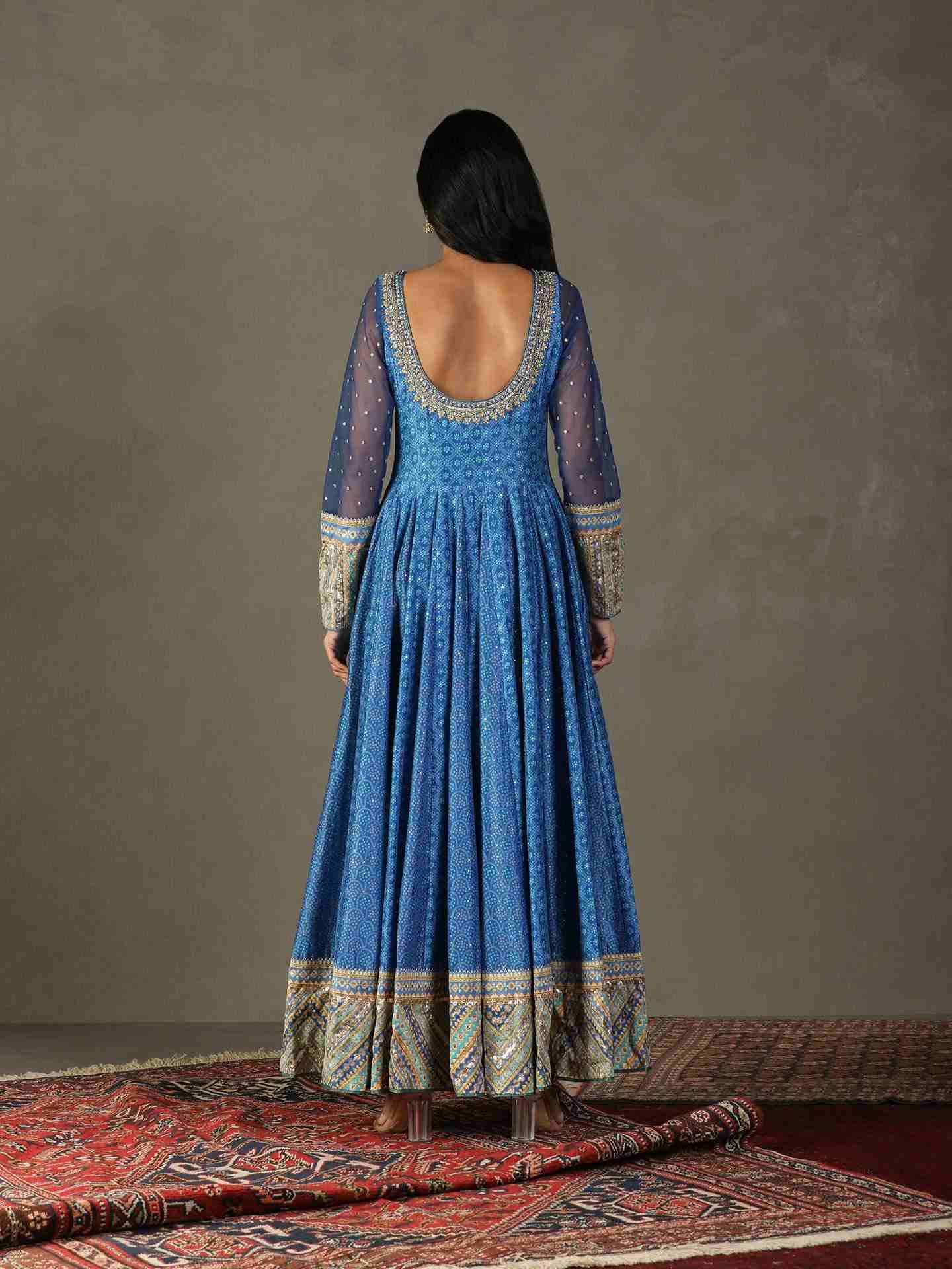 Quartz Blue Bindiya Anarkali Suit