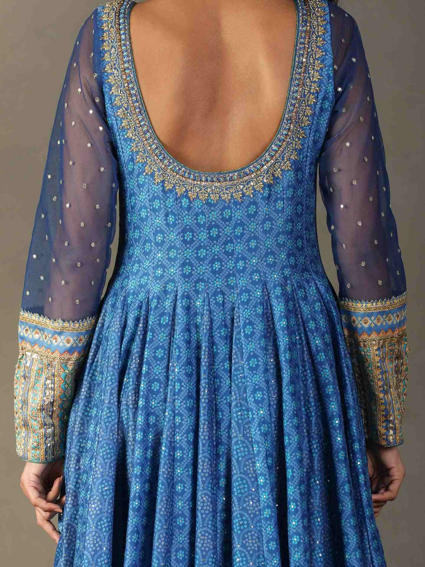 Quartz Blue Bindiya Anarkali Suit