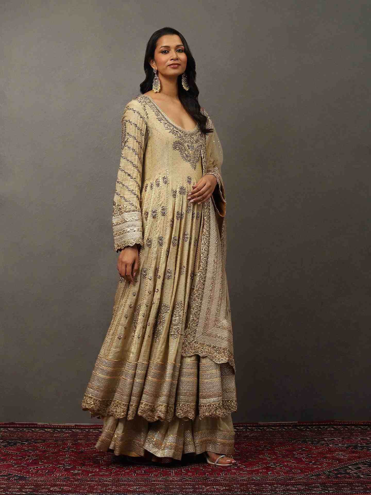 Gold Taj Bhawani Anarkali Suit