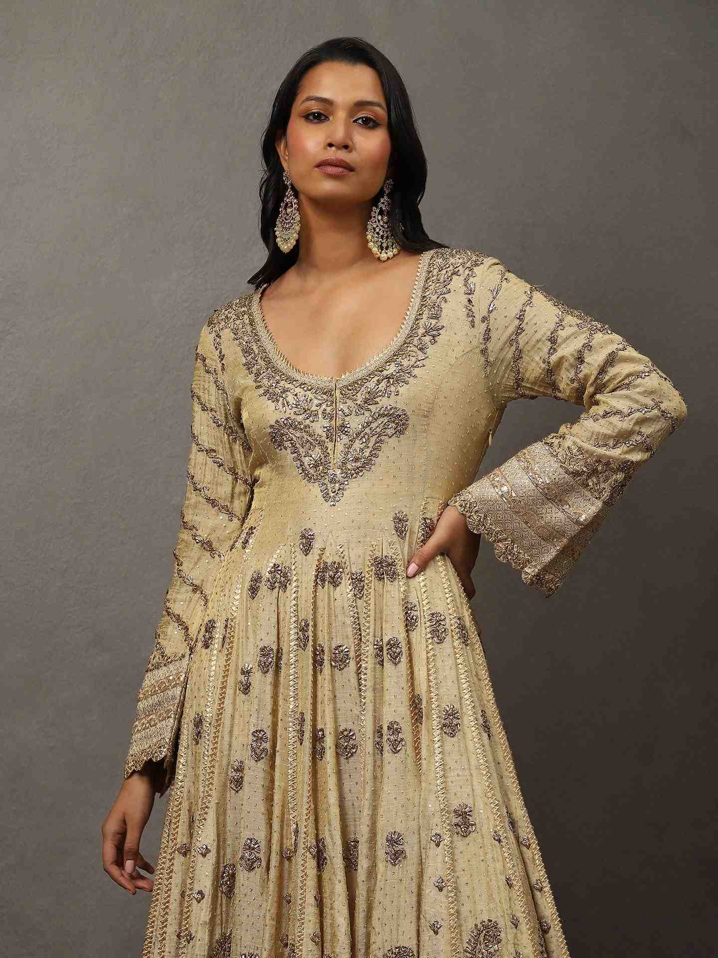 Gold Taj Bhawani Anarkali Suit