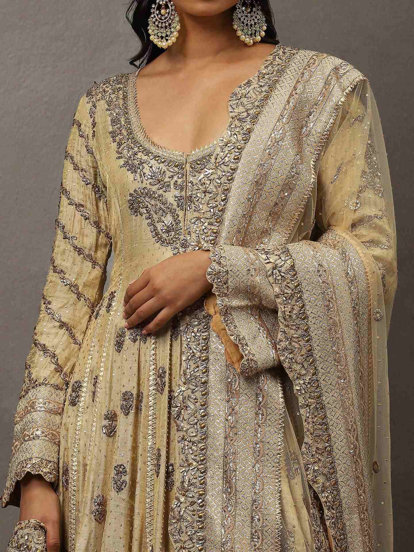 Gold Taj Bhawani Anarkali Suit