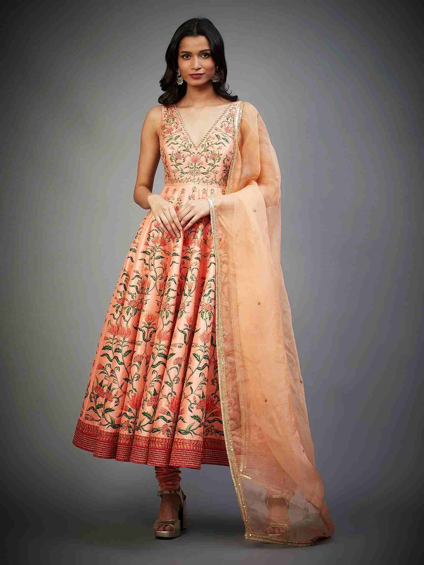 Peach & Multi Gulbahar Anarkali Suit