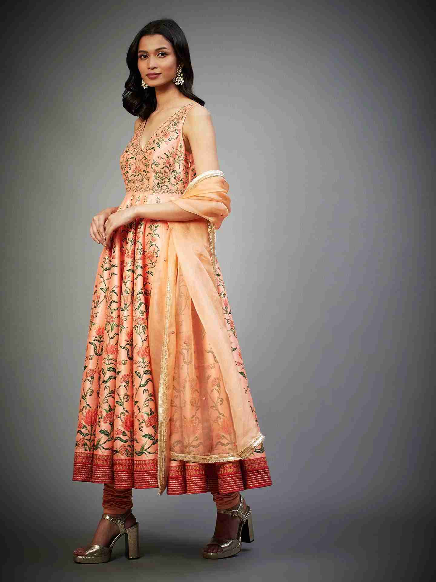 Peach & Multi Gulbahar Anarkali Suit