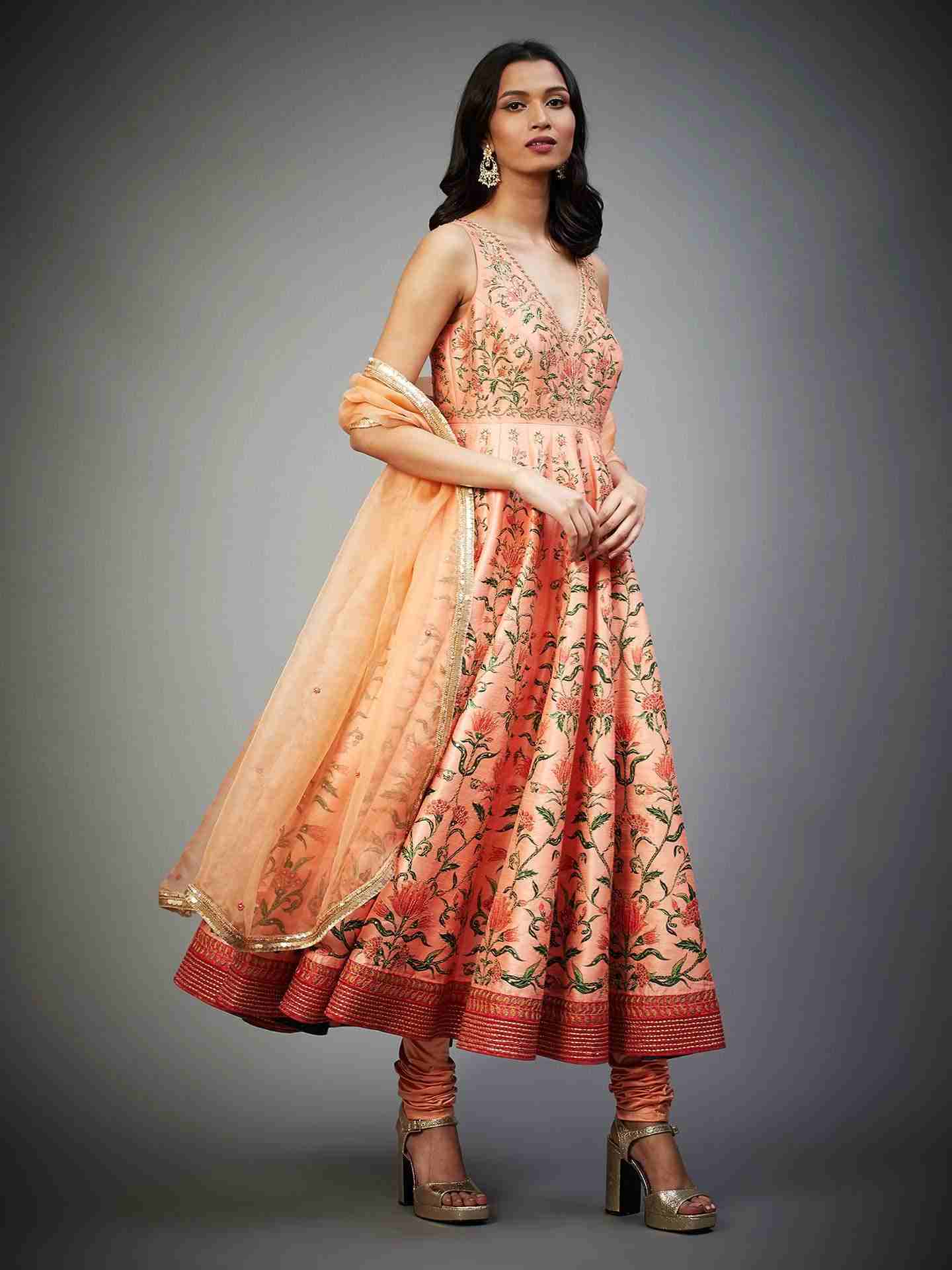 Peach & Multi Gulbahar Anarkali Suit
