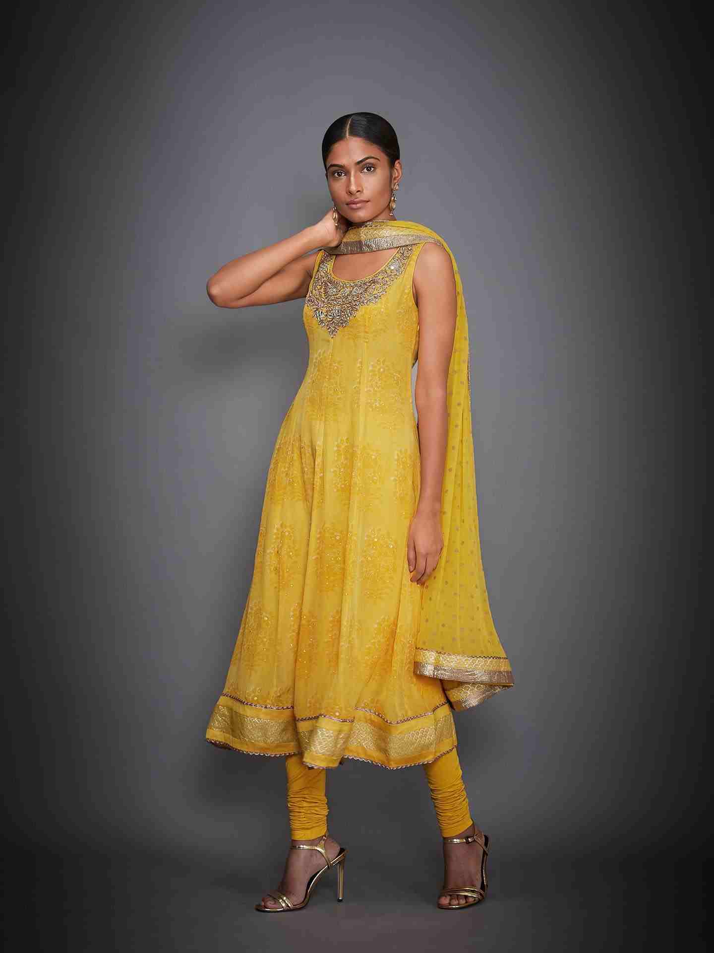 Yellow Shekhawati Crepe Suit Set