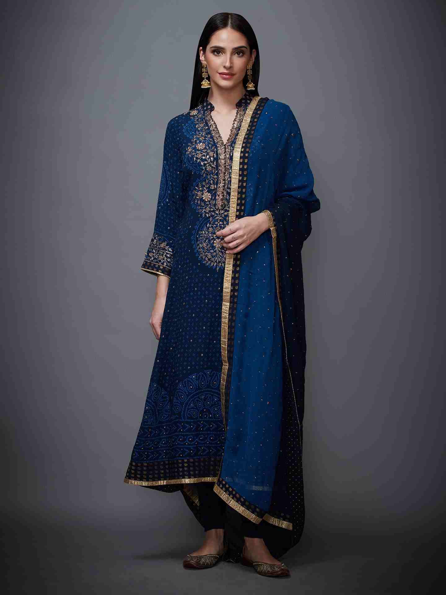 Indigo Bandhni Bijli Suit Set