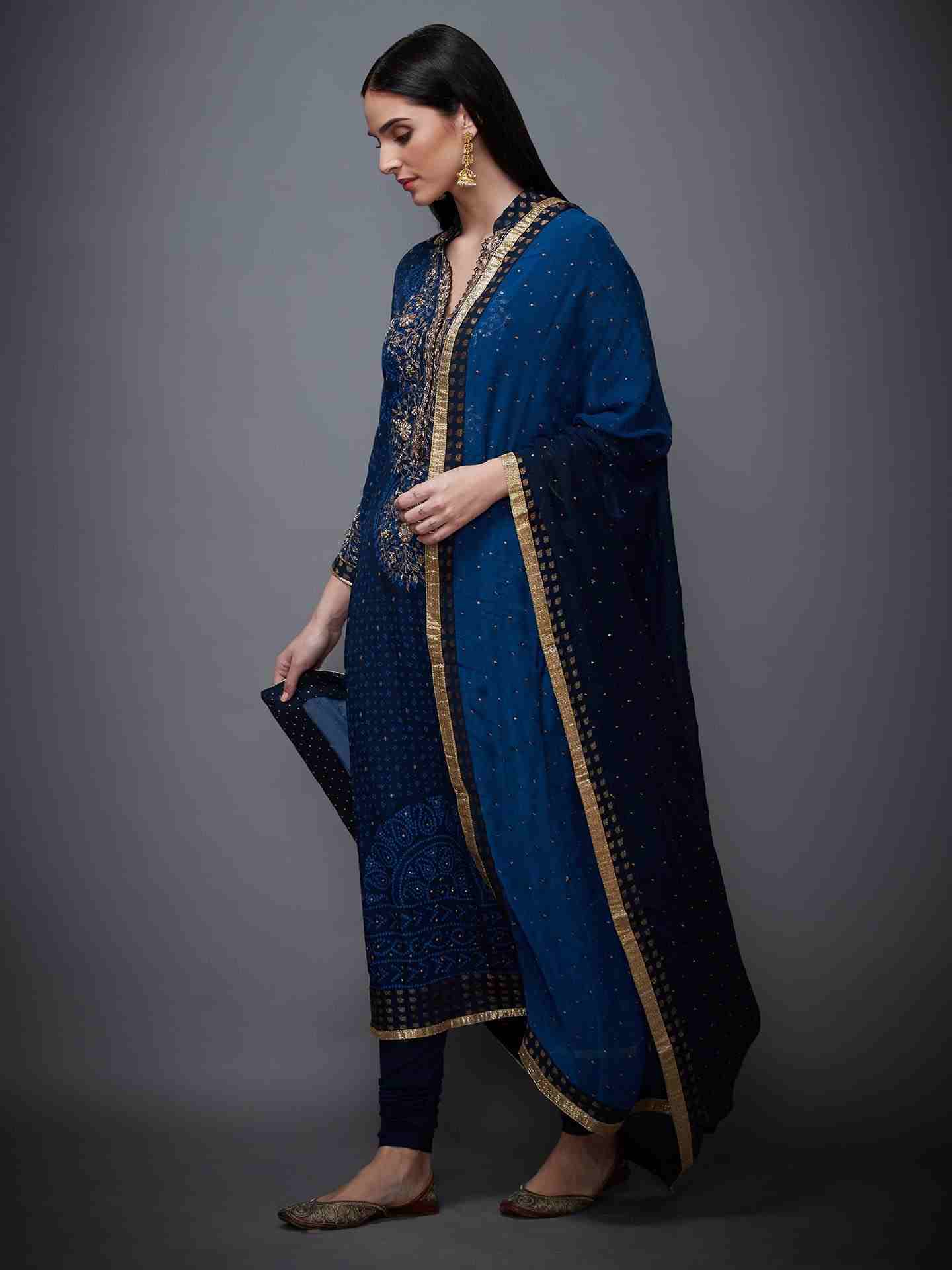 Indigo Bandhni Bijli Suit Set
