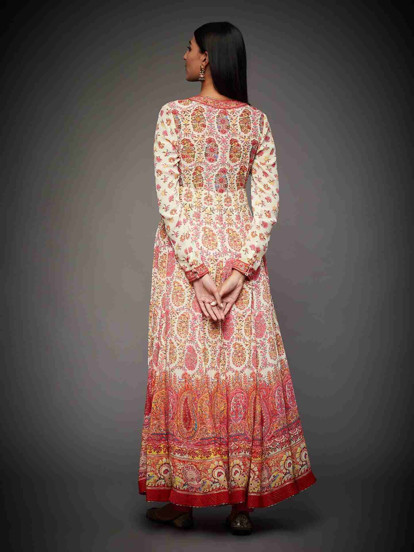 Ecru & Punch Pink Emily Anarkali Suit