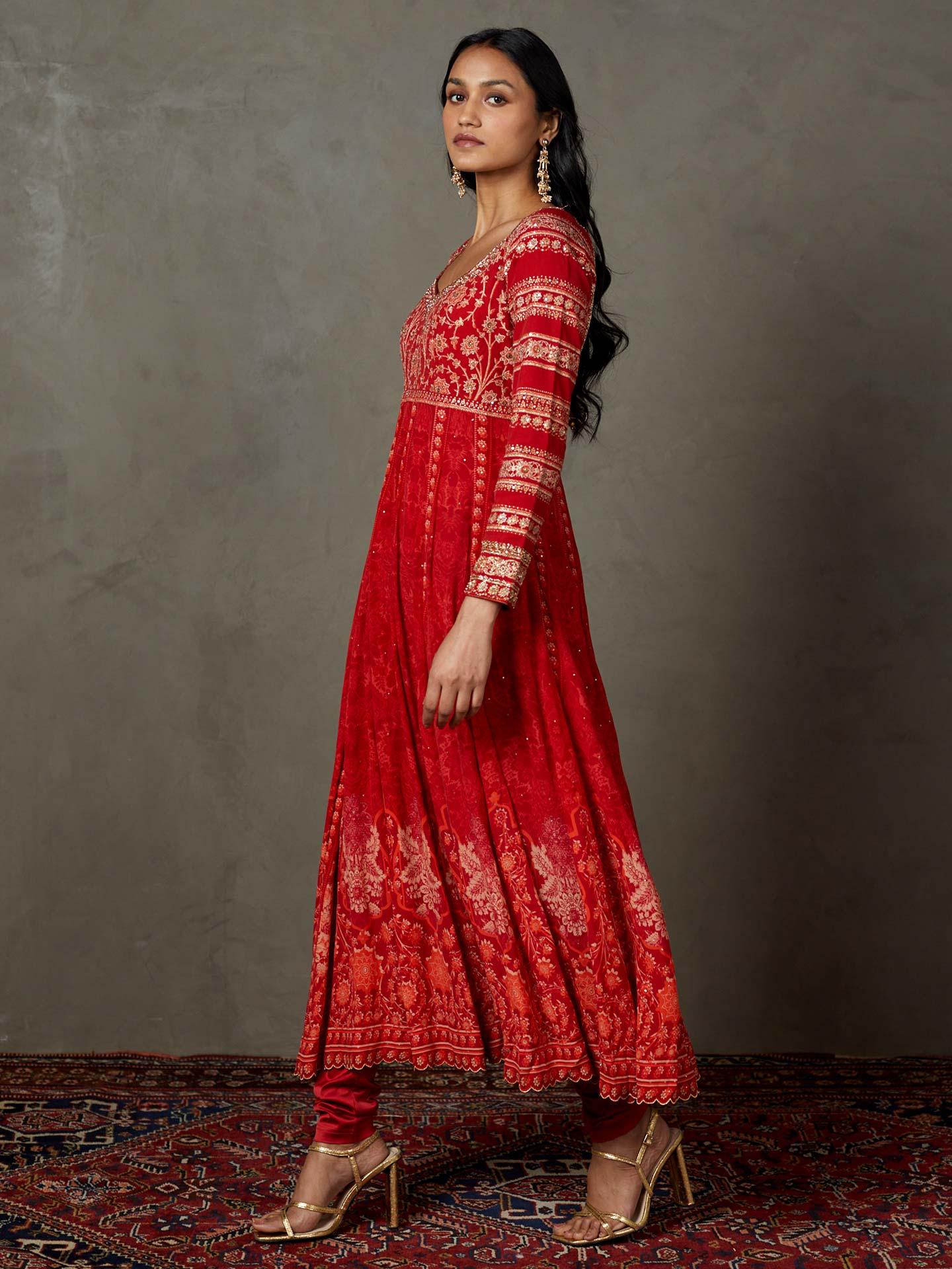Red Villa Anarkali Suit