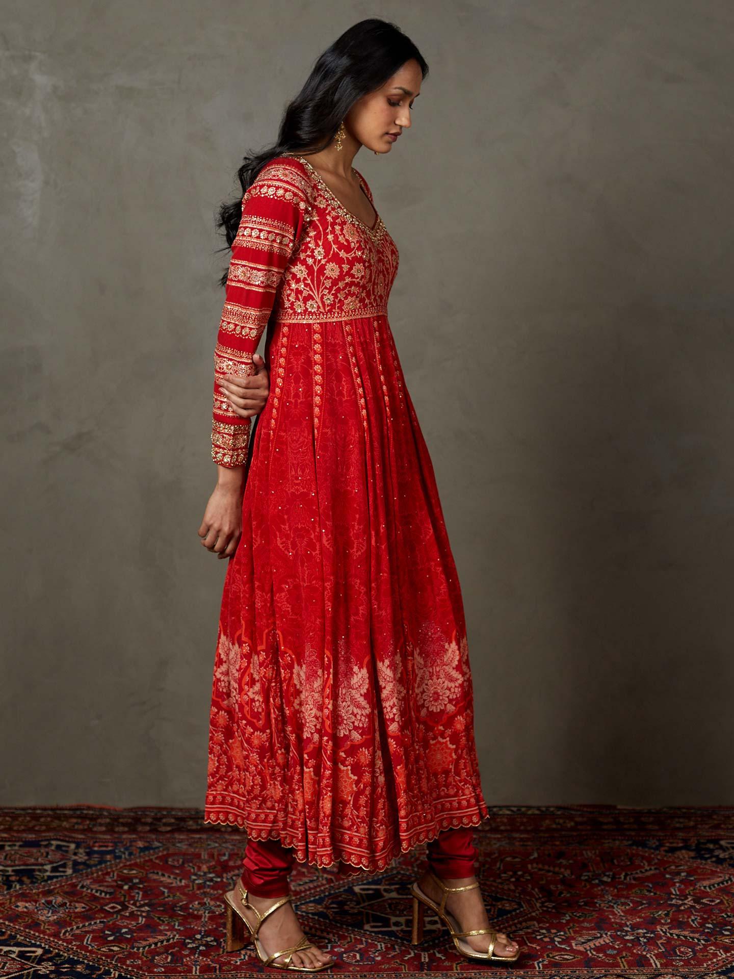 Red Villa Anarkali Suit