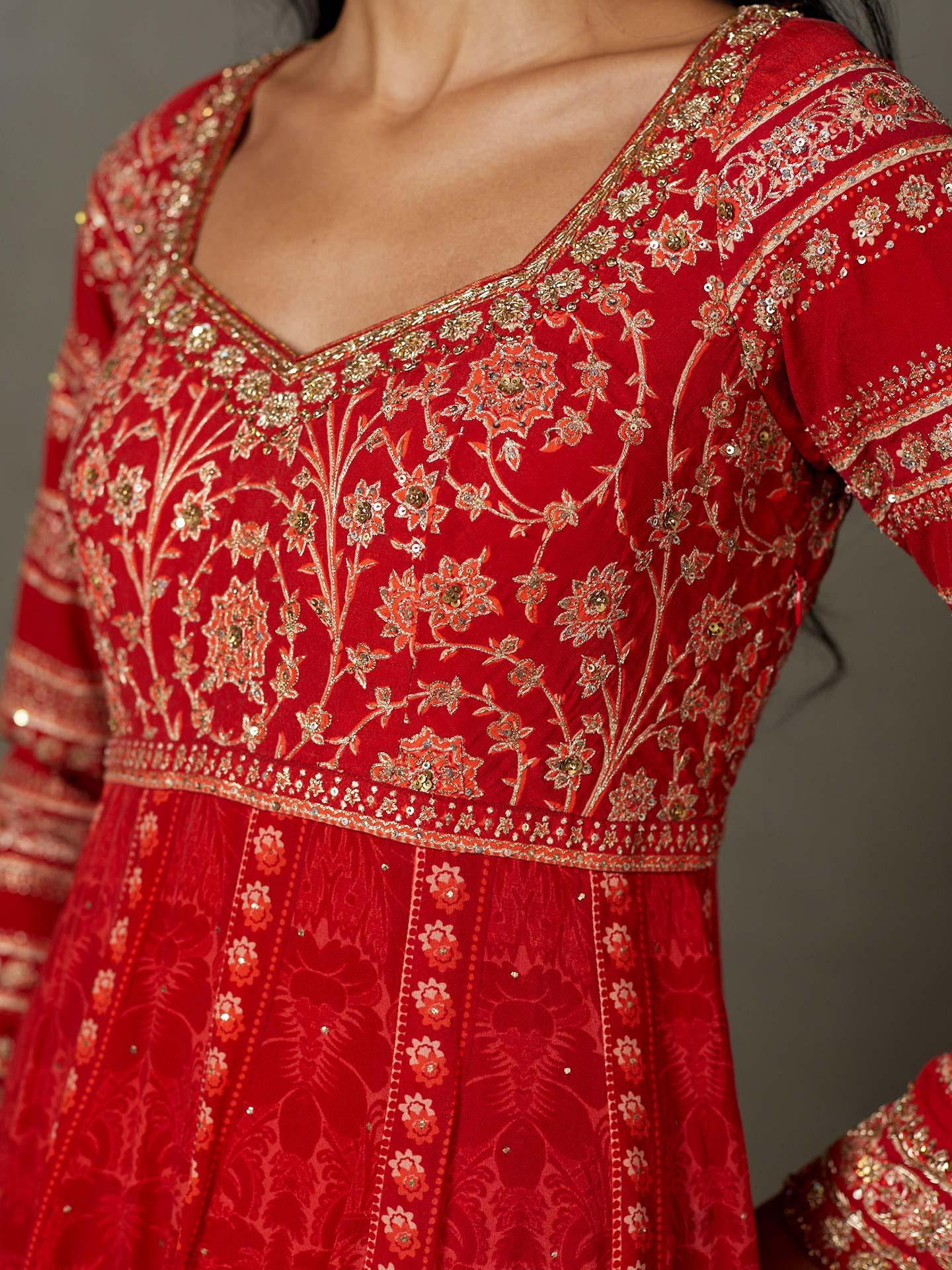 Red Villa Anarkali Suit