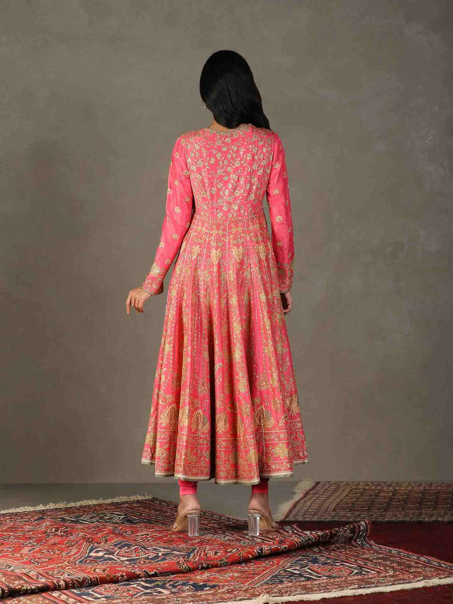 Pink & Misty Jade Avena Anarkali Suit
