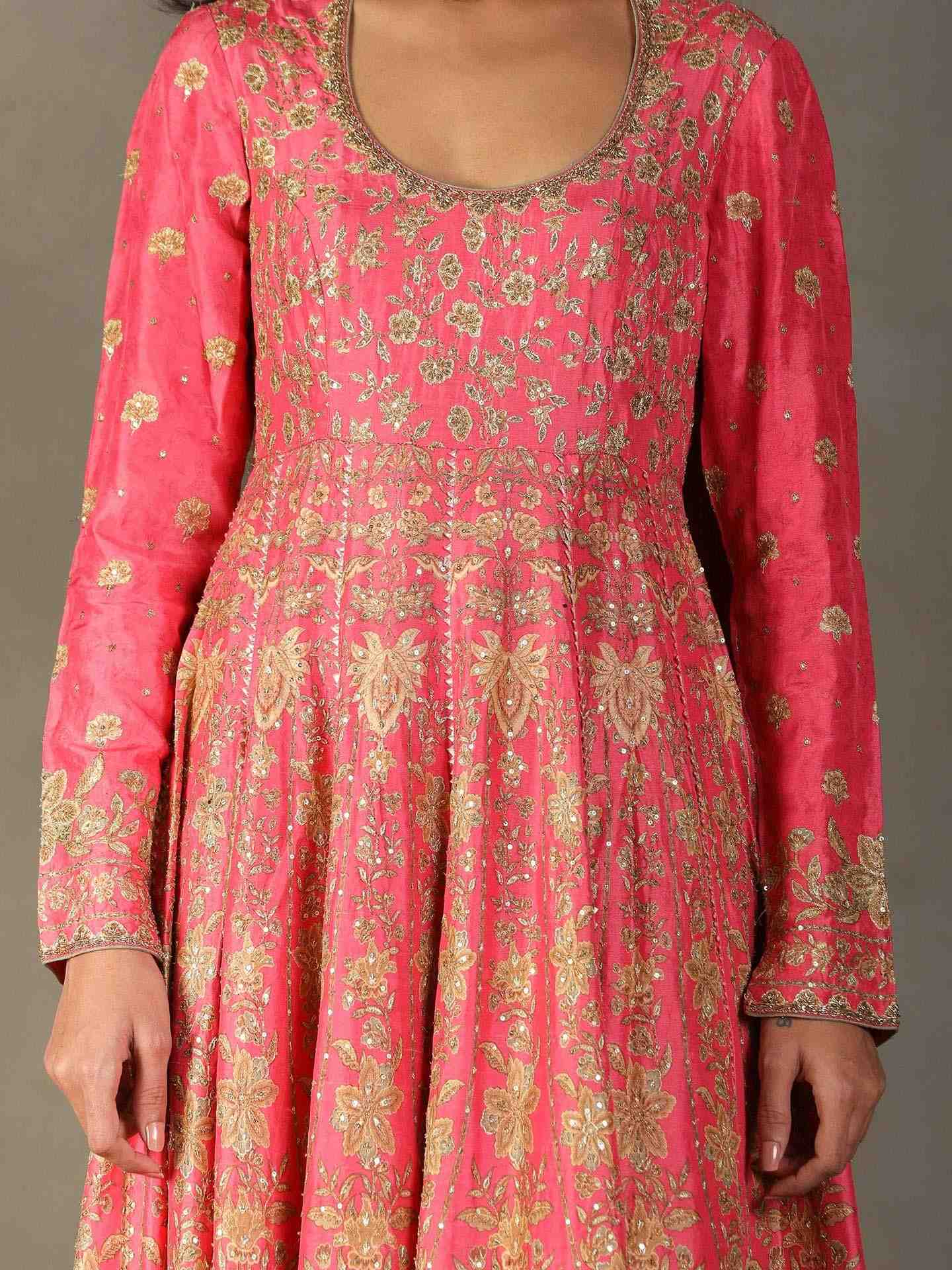 Pink & Misty Jade Avena Anarkali Suit