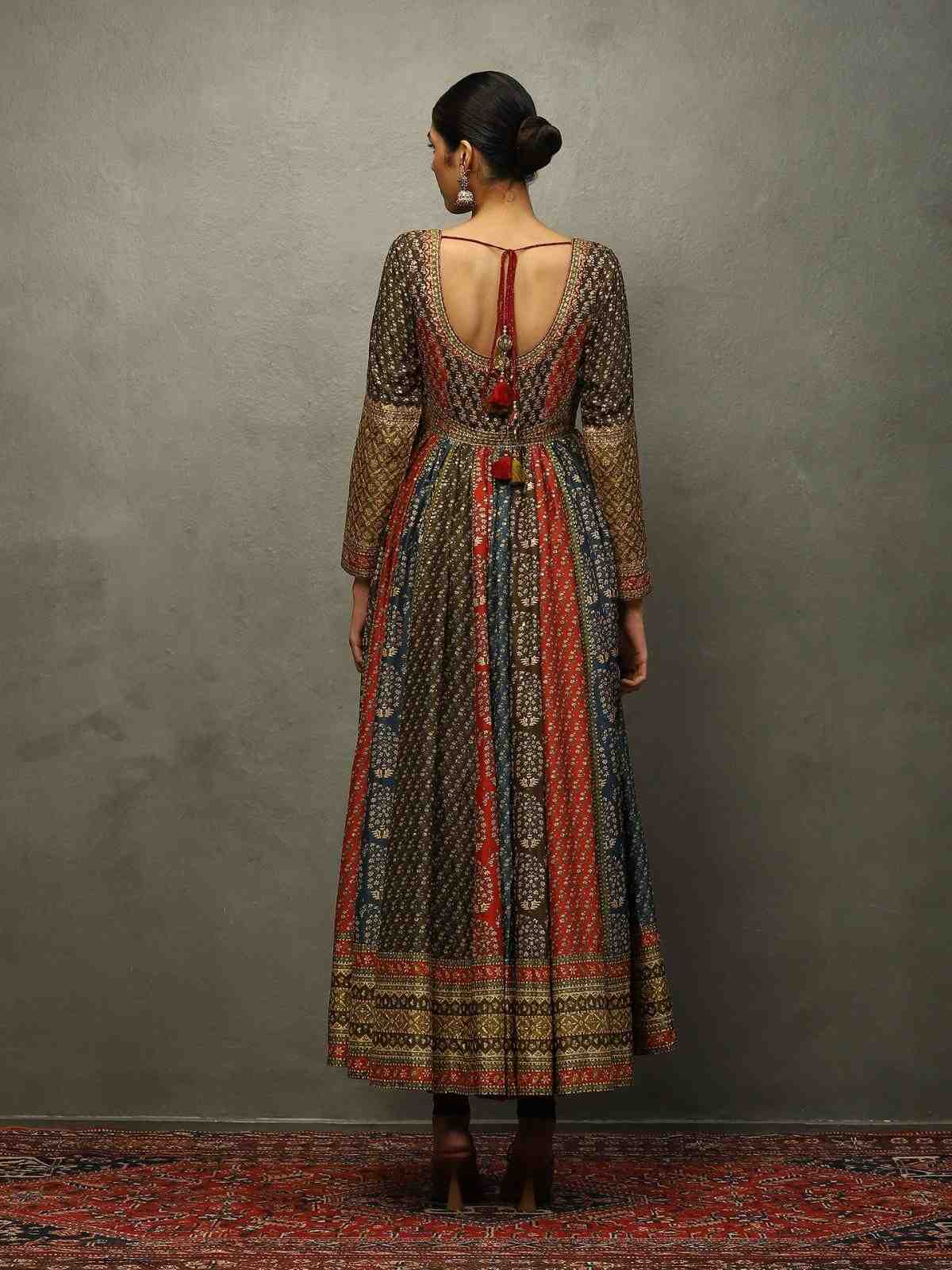 Dark Olive Red Keya Anarkali Suit