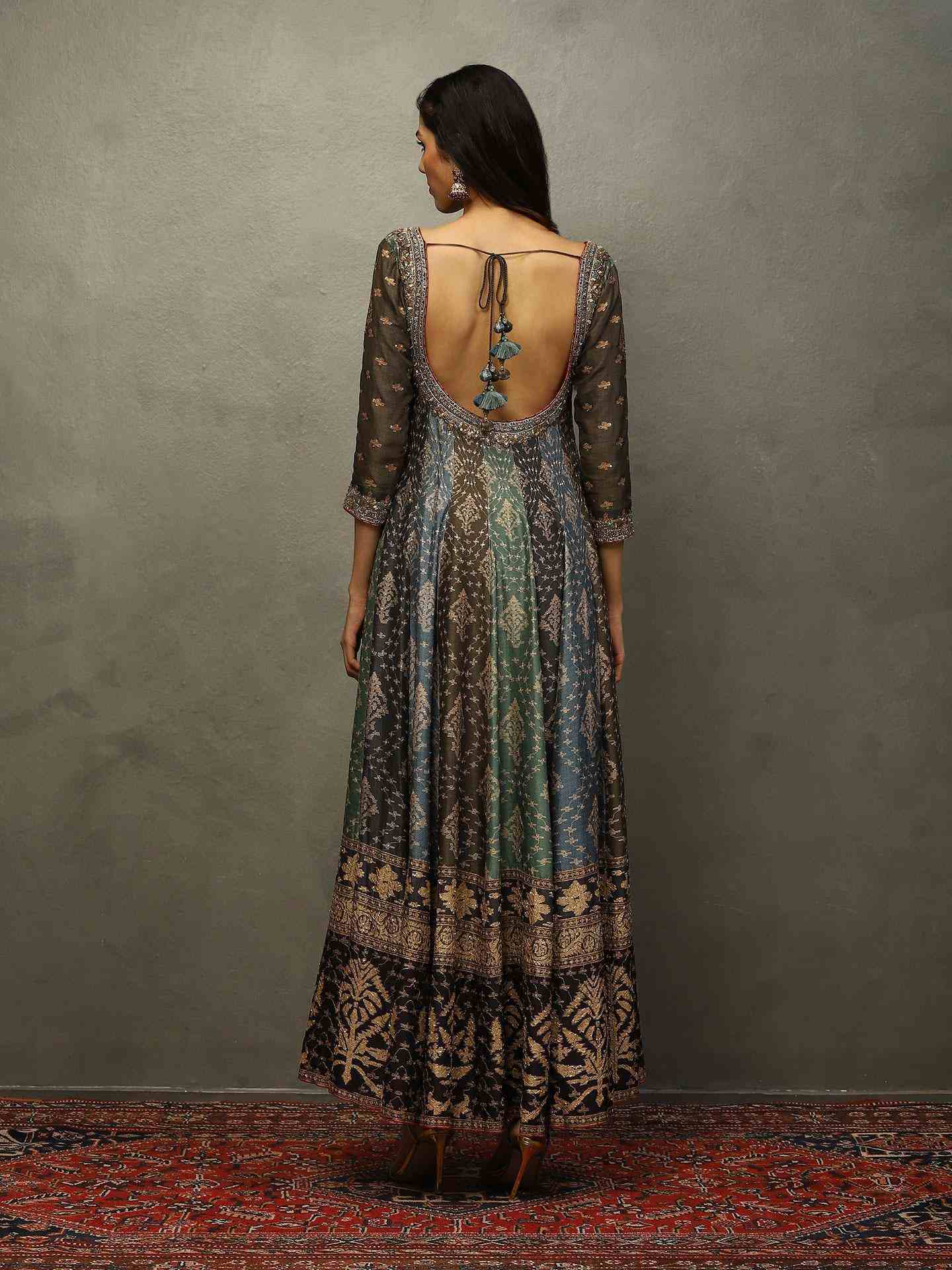 Teal Jamdani Anarkali Suit