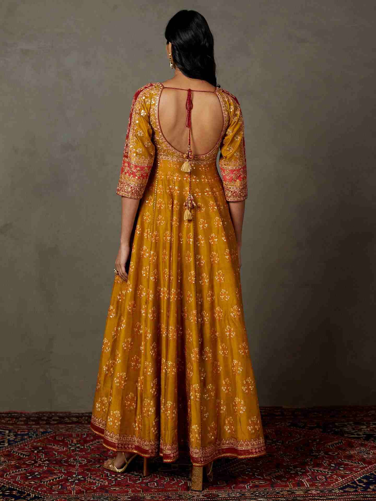 Olive & Burgundy Manjhi Anarkali Suit