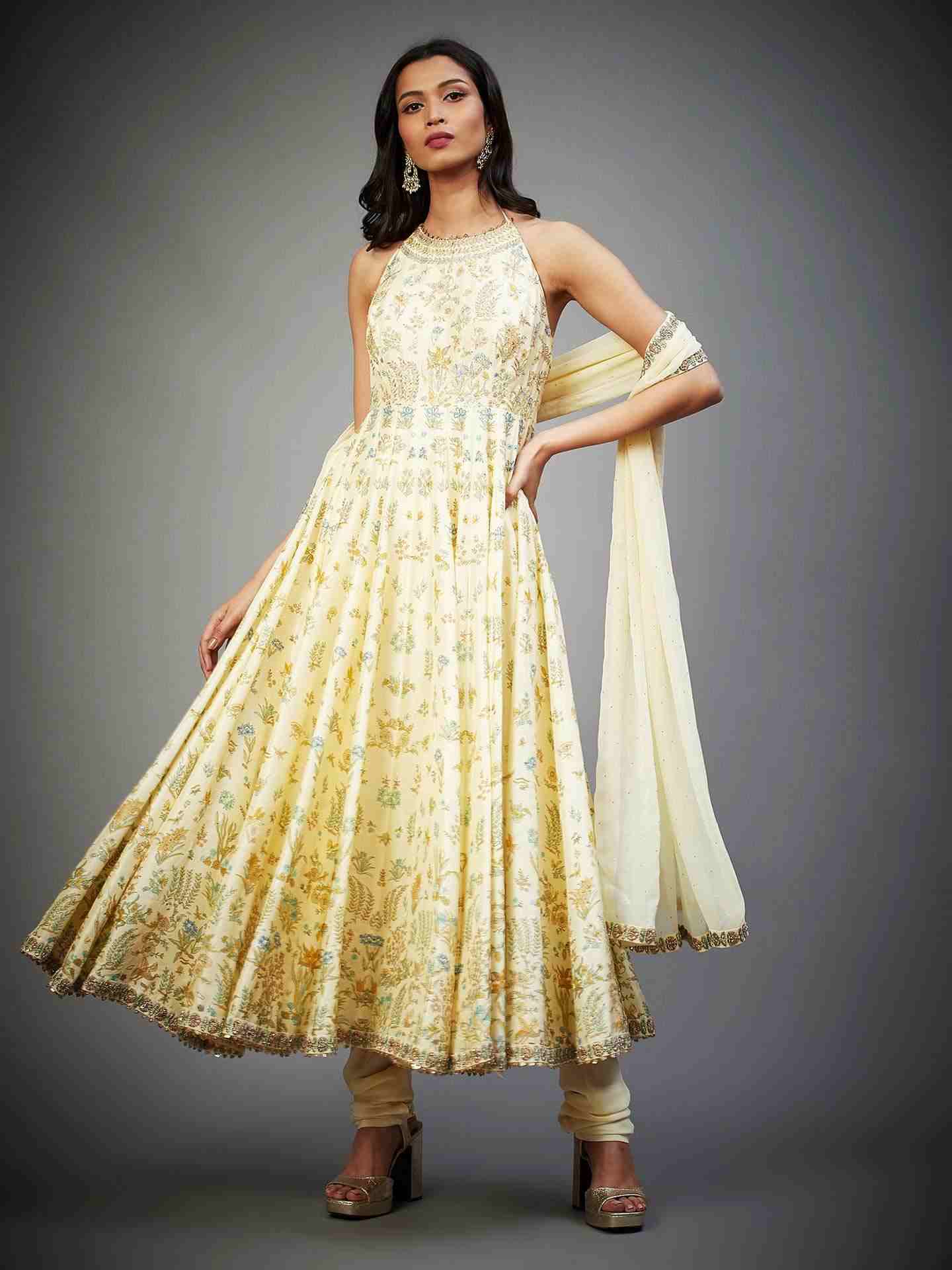 Ecru & Multi Nazli Anarkali Suit