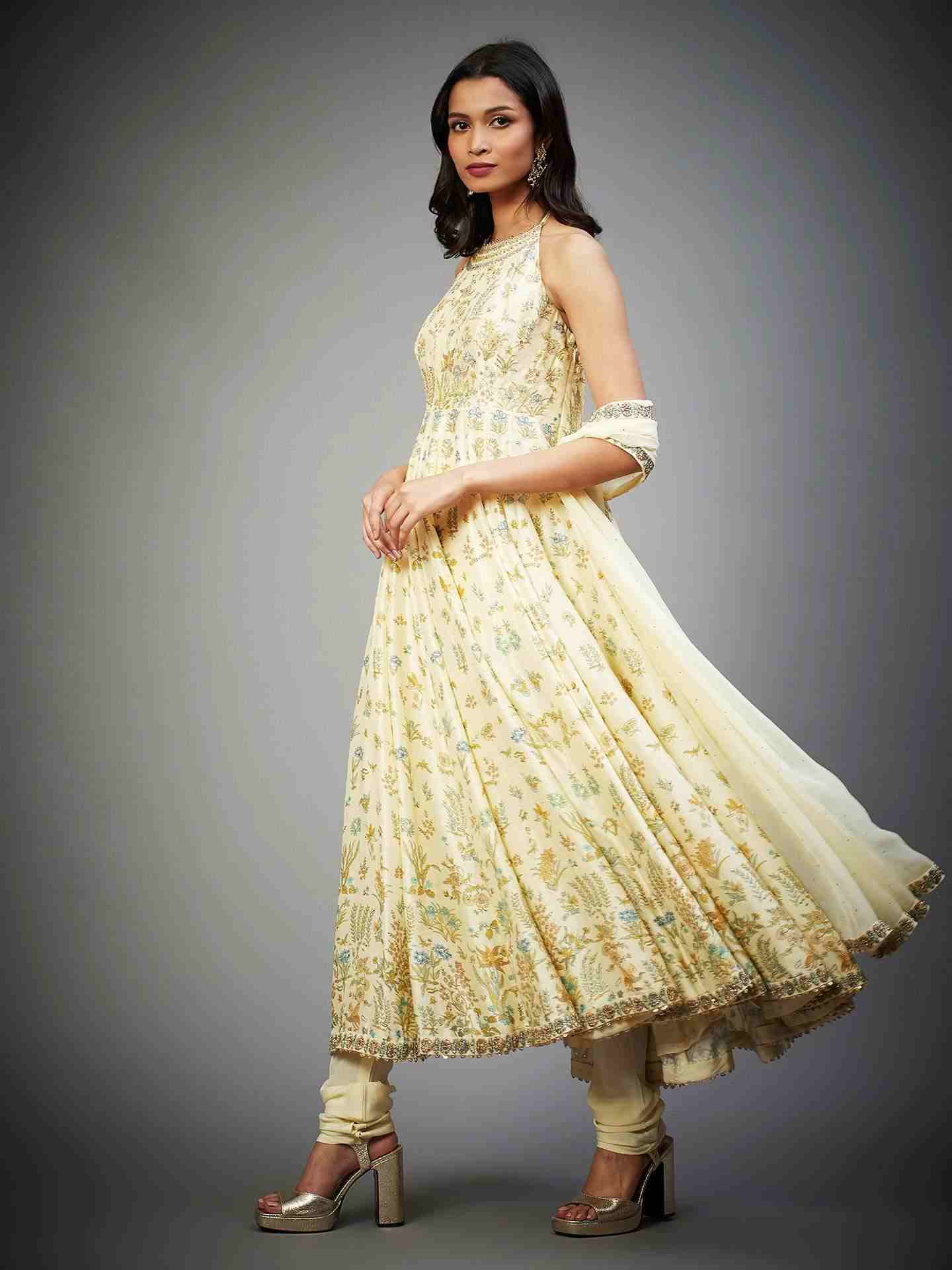 Ecru & Multi Nazli Anarkali Suit